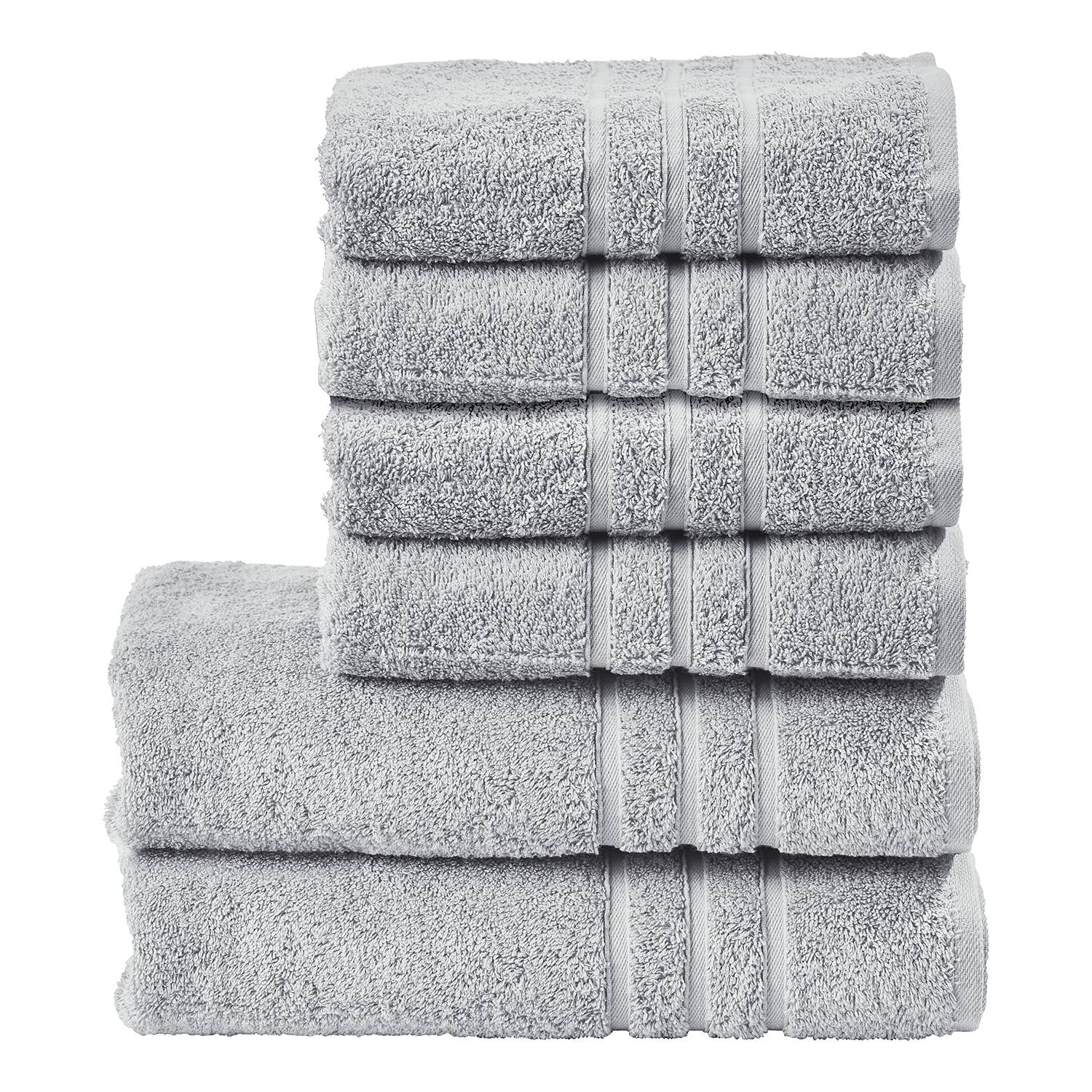 Daily Uni Towel Set 6-piece Cotton Fabric Silver
