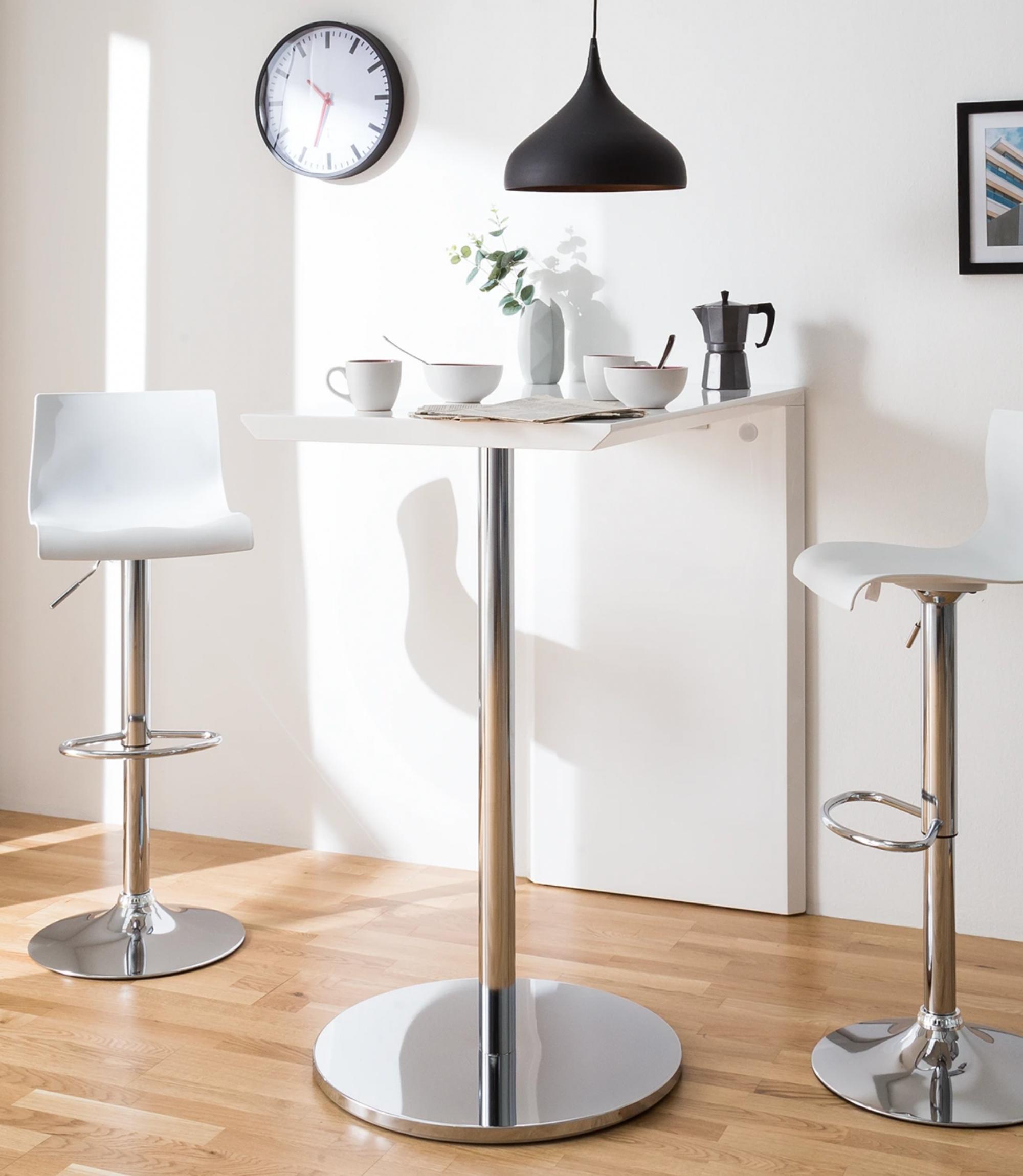 Bar stool Falkland White Chrome shiny single chair