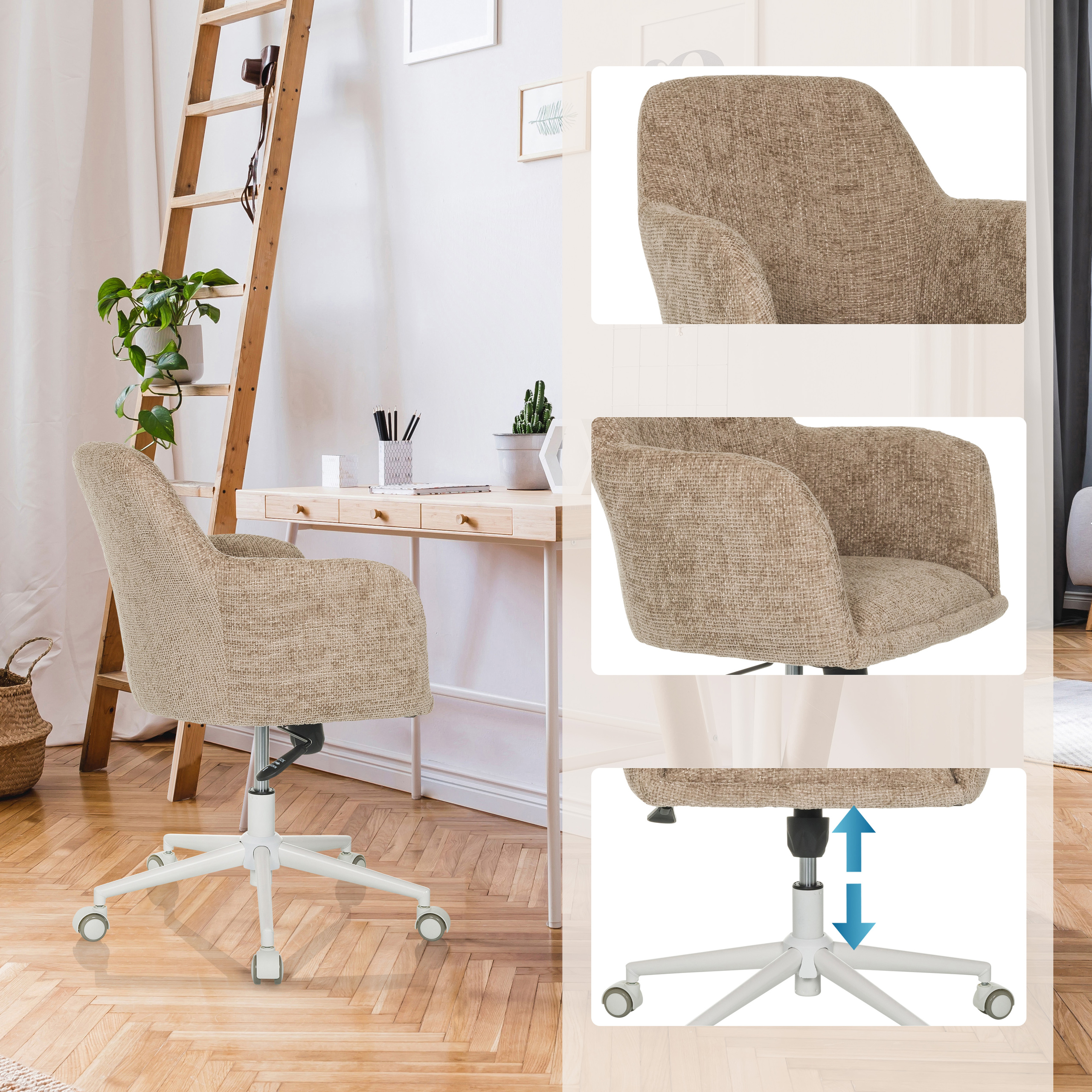 SOLAO HOME Office chair Bouclé Light Brown