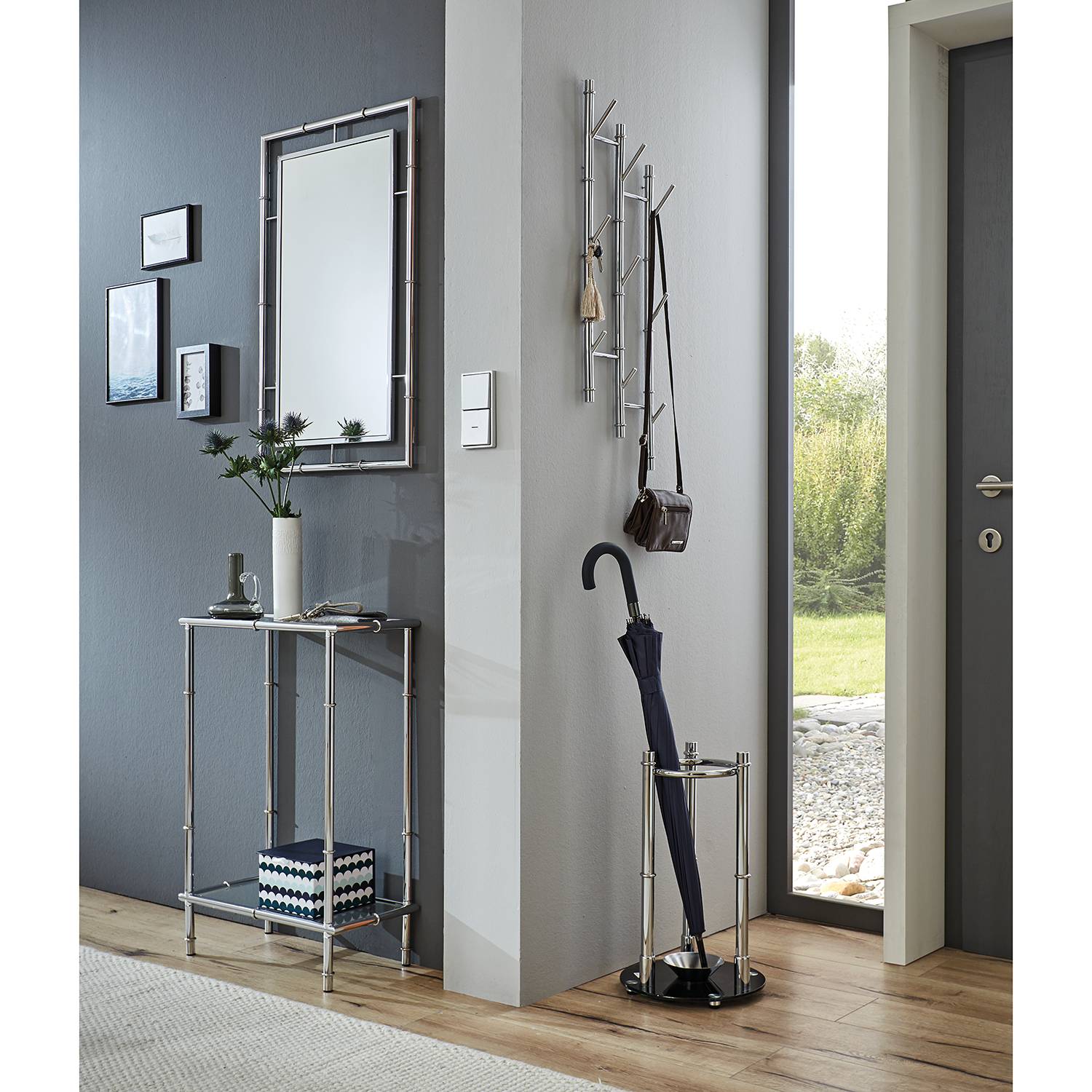 Konsolentisch Newellton Glas Metall Chrom