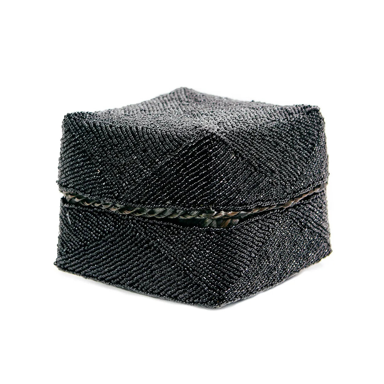 Perlenbesetzter Korb Schwarz