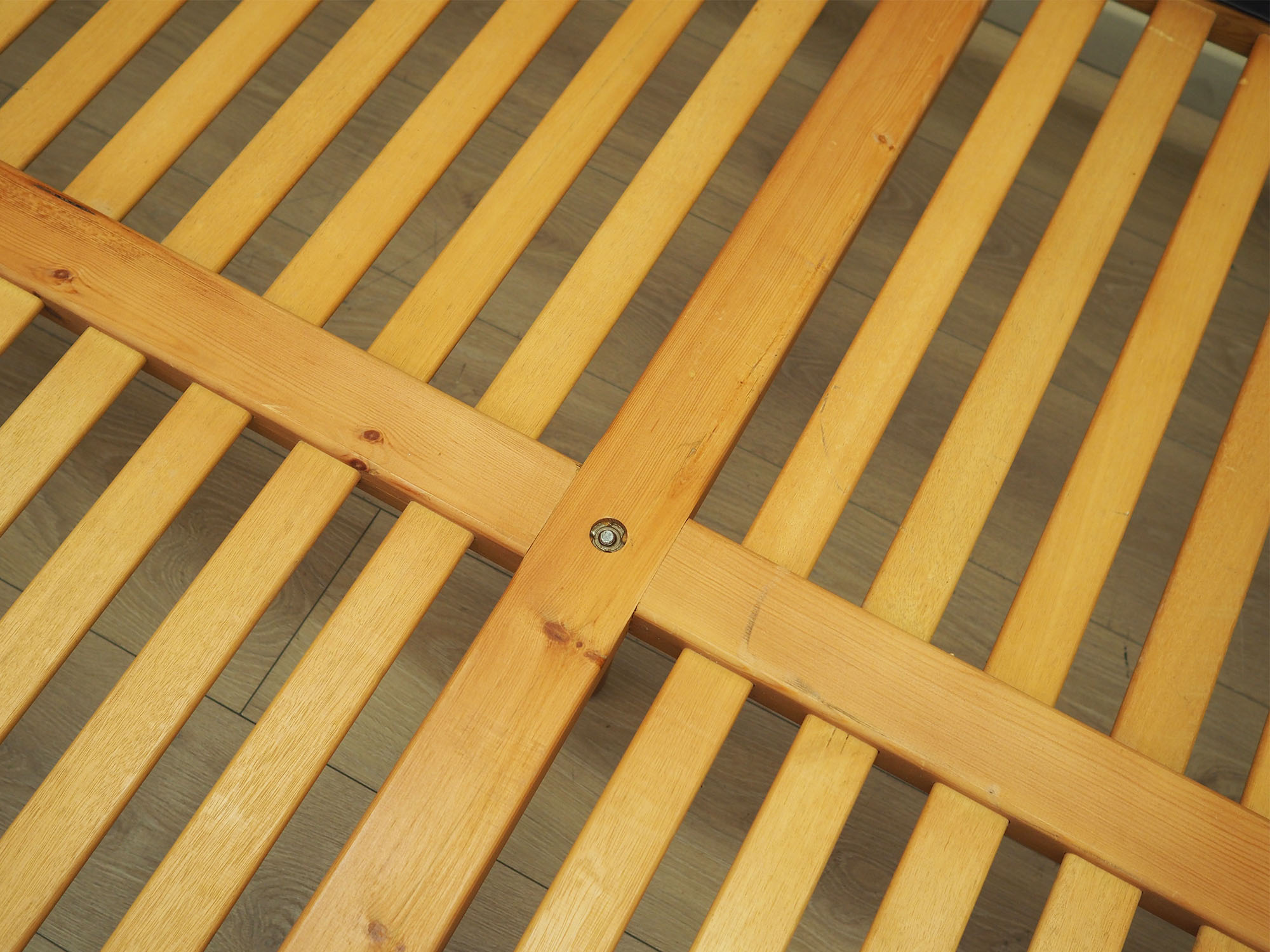 Bett Kunstleder Holz 1960er Jahre