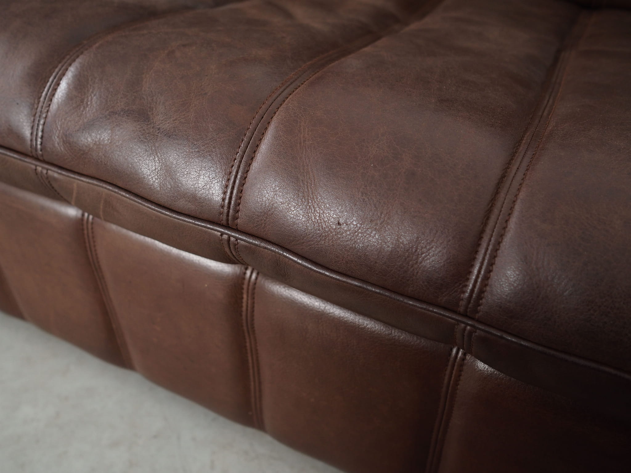 Sofa Leder Braun 1970er Jahre