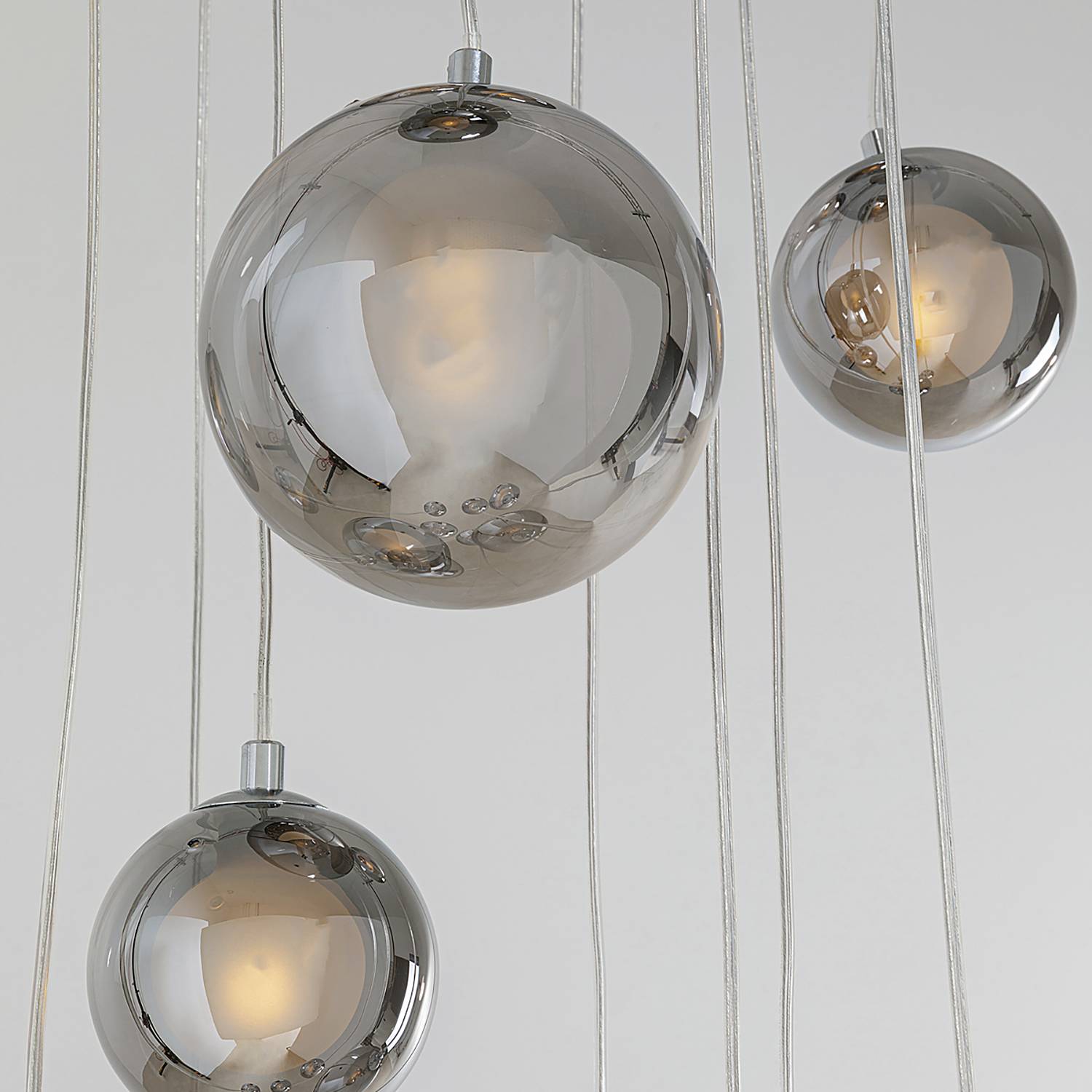 12-Flammig Hängeleuchte Symphony Stahl Glas Silber