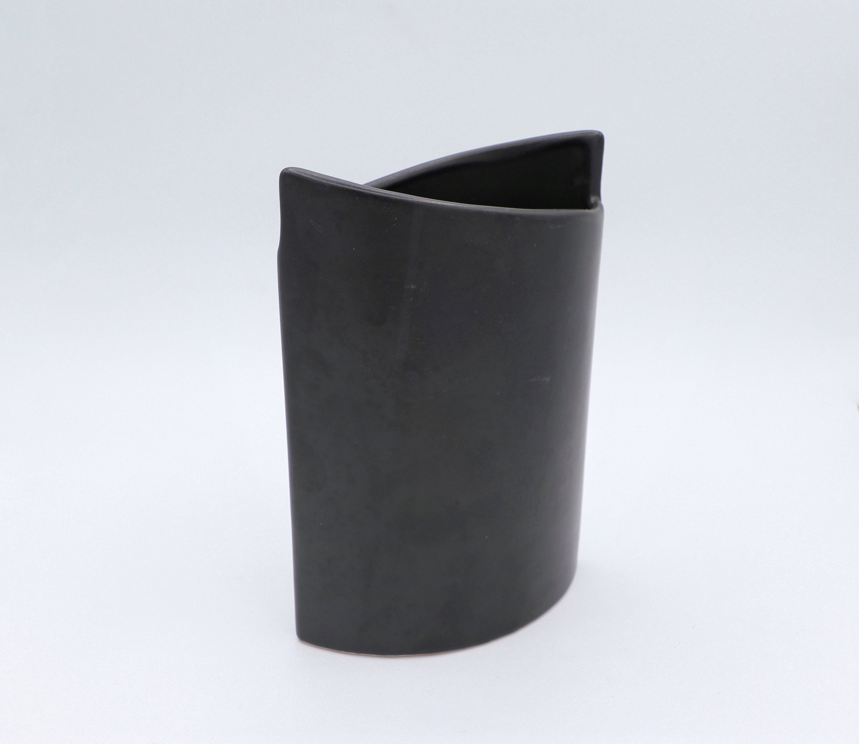 Vintage Blumenvase Keramik Schwarz 1990er Jahre