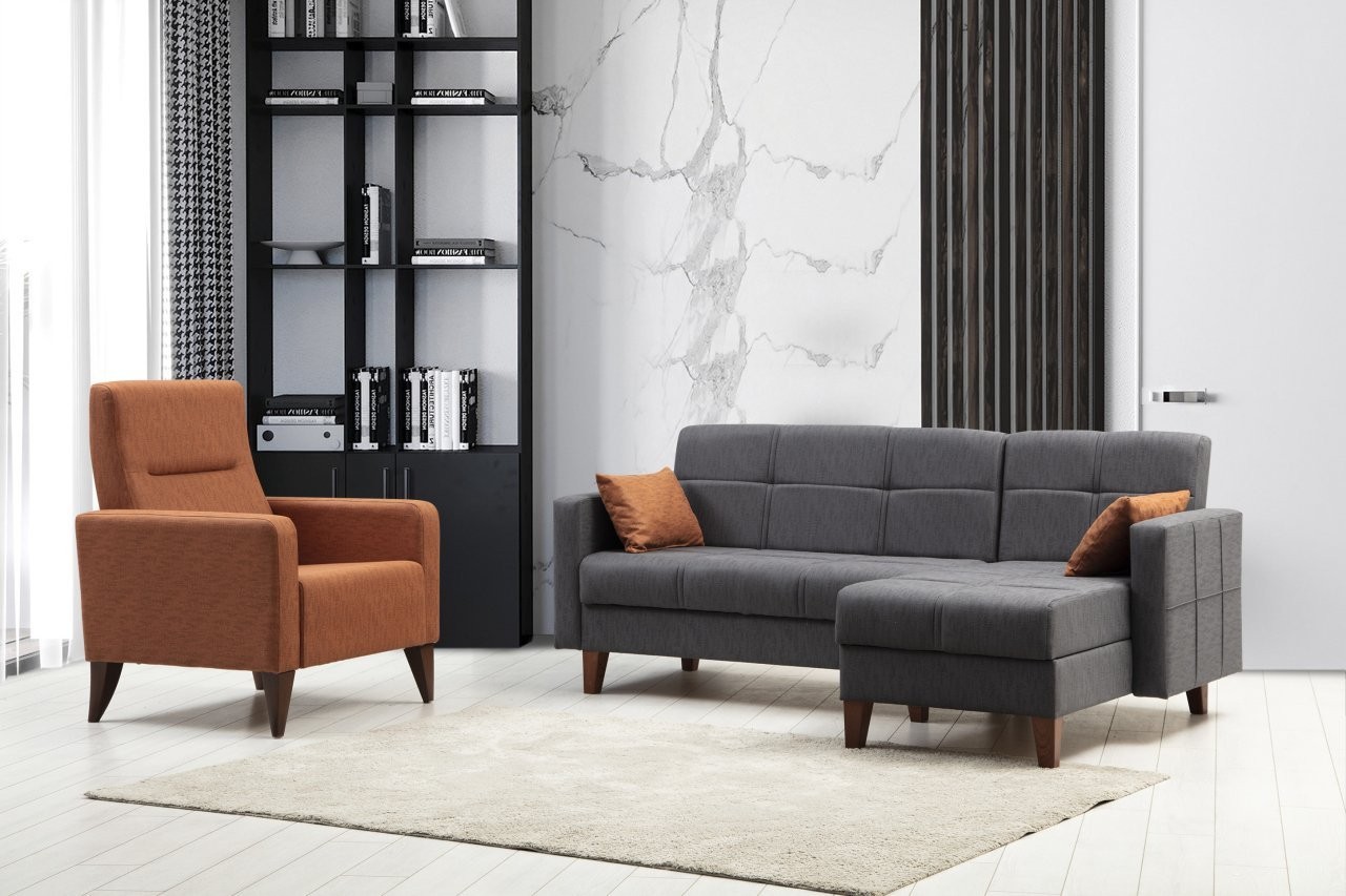 Polya Sofa Set Dark Grey