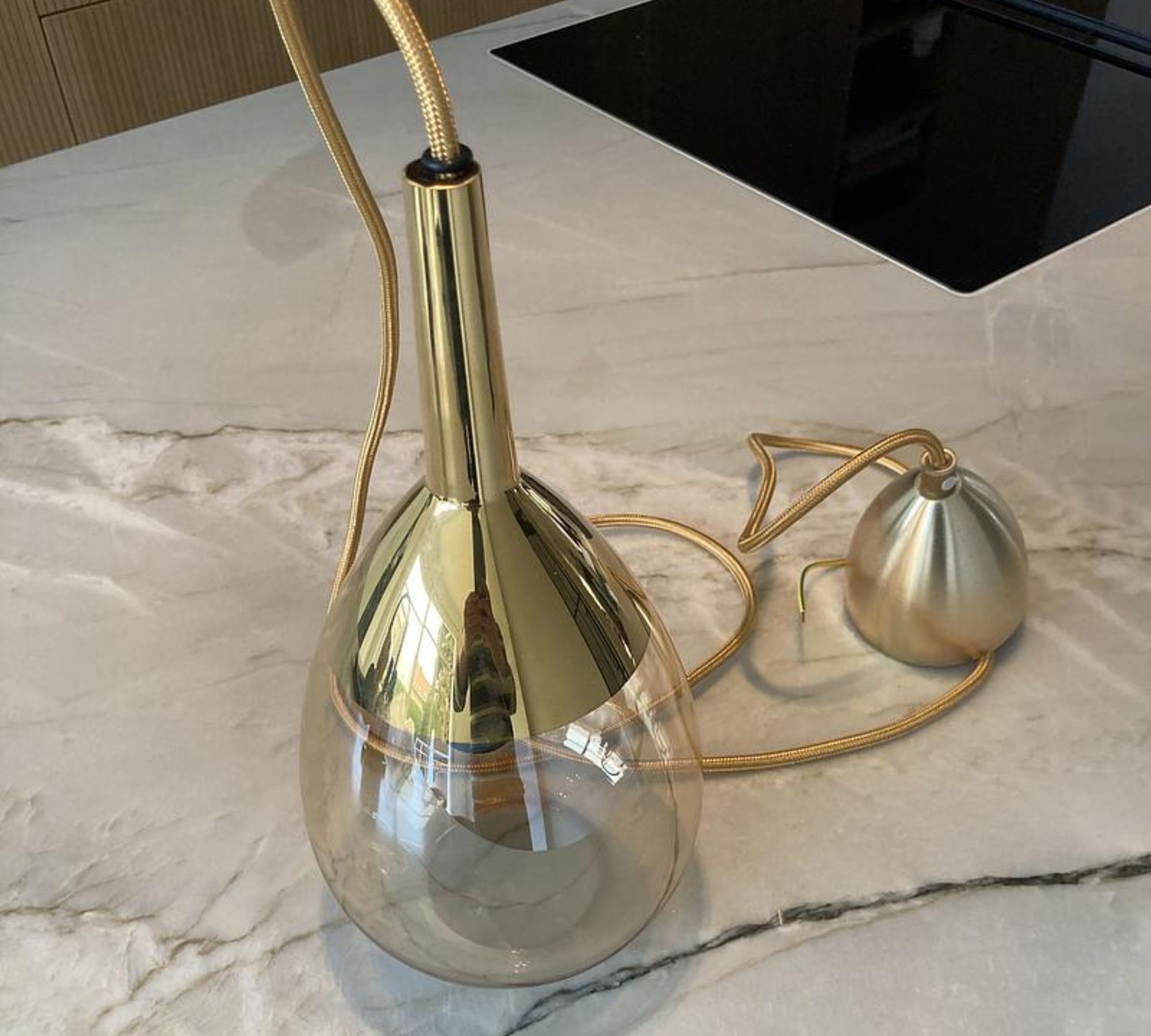 Lute S Pendelleuchte Glas Gold Gold-Rauch