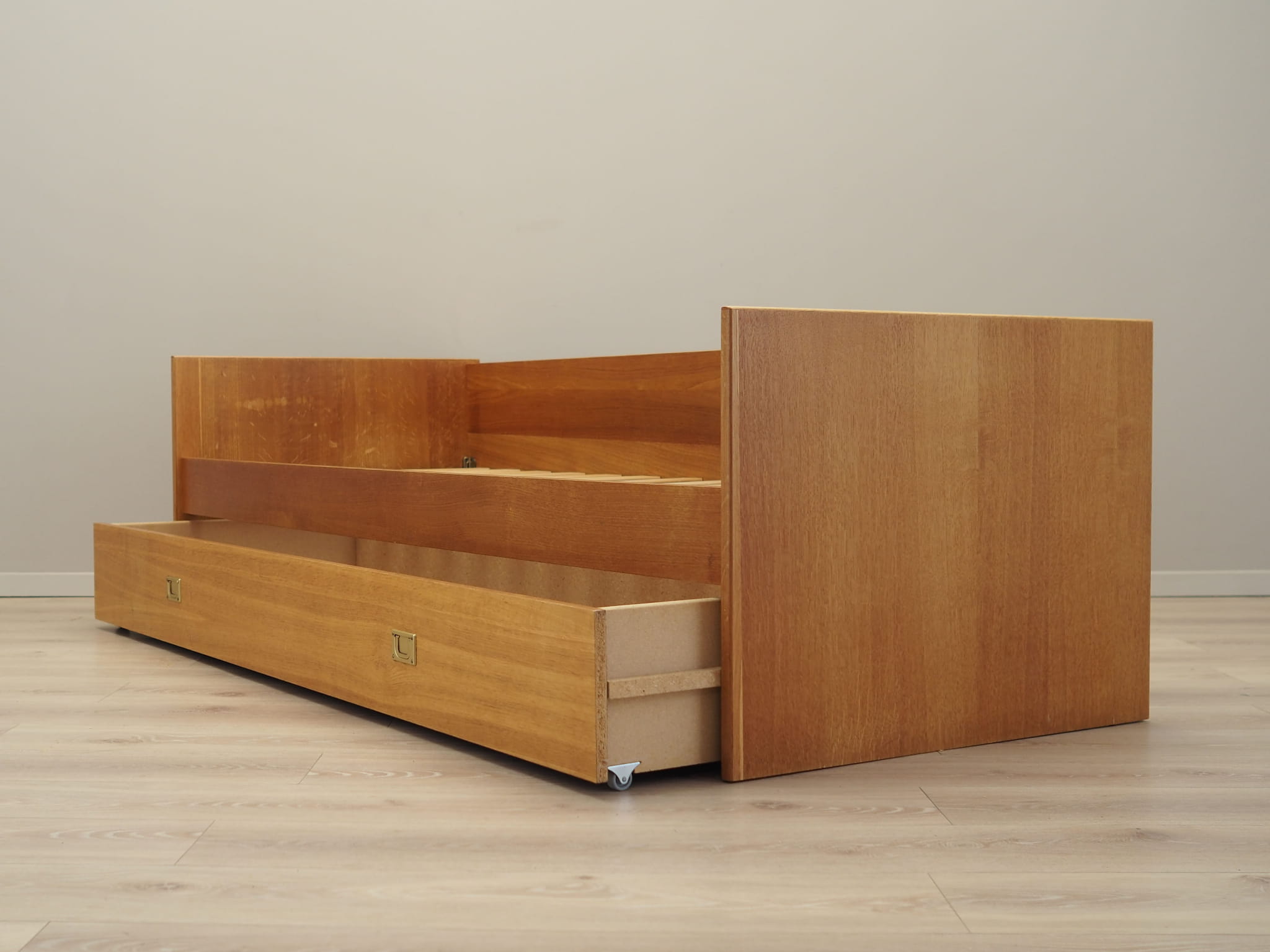Vintage Bett Holz Braun 1970er Jahre 