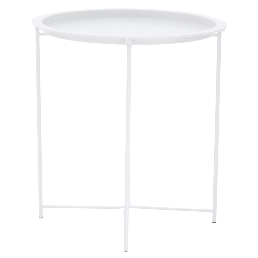 Steel Round Side Table Metal White