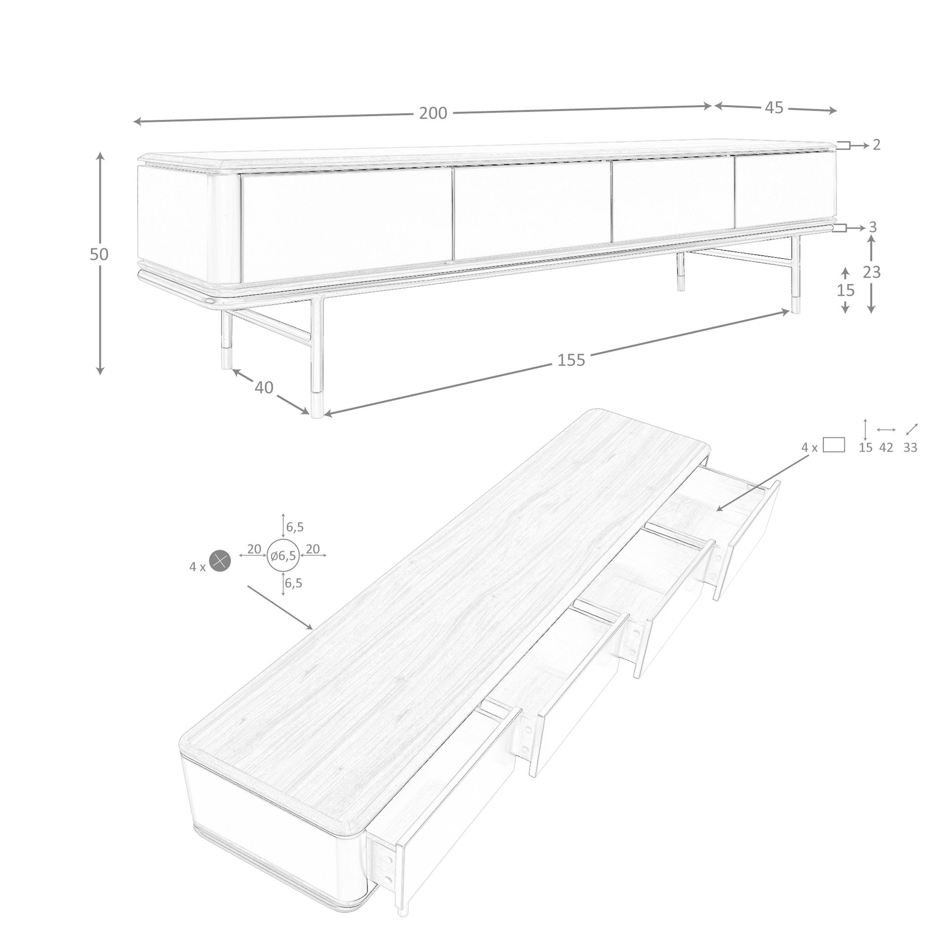 TV-Lowboard Grau