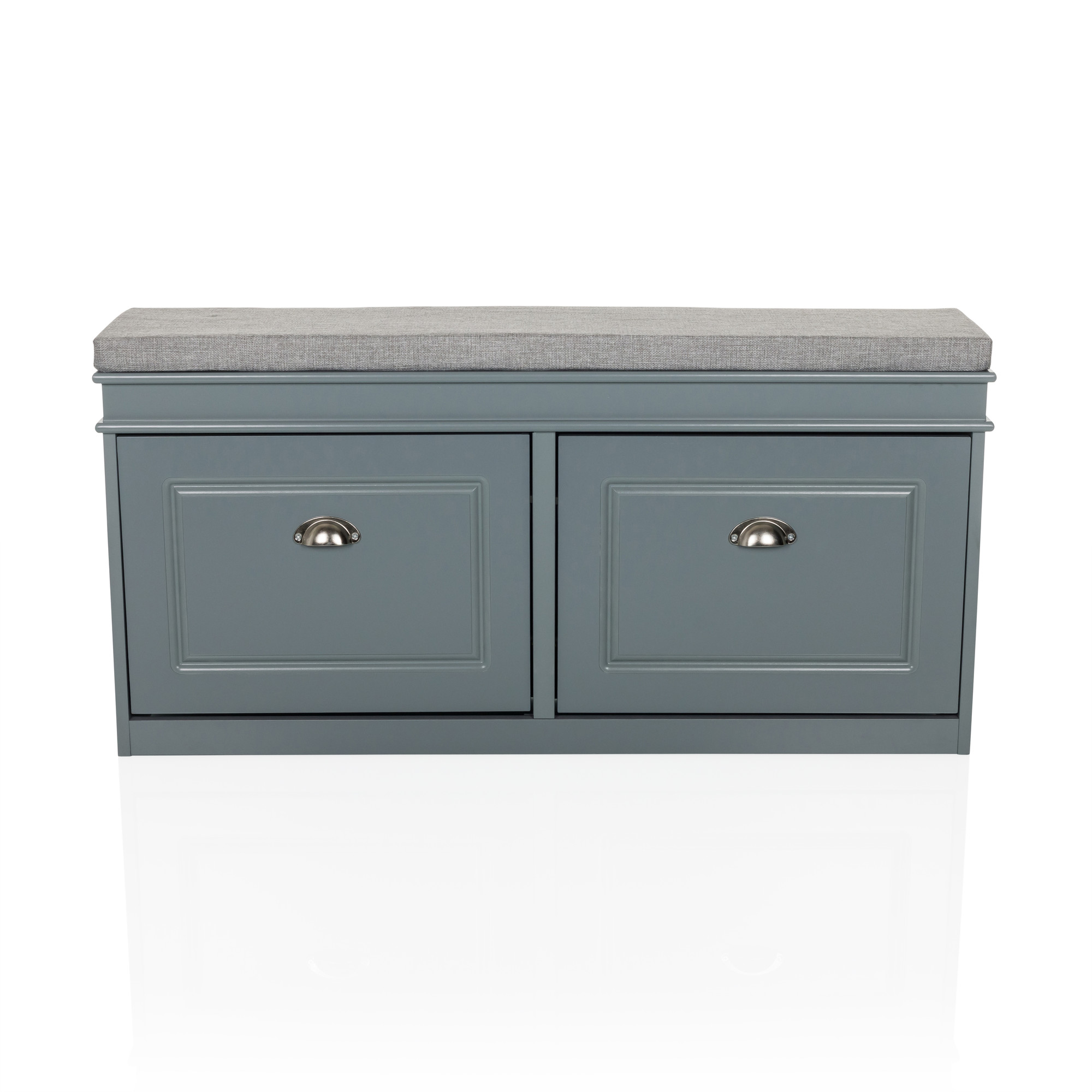 Estha I Shoe cabinet bench with seat cushion wood grey