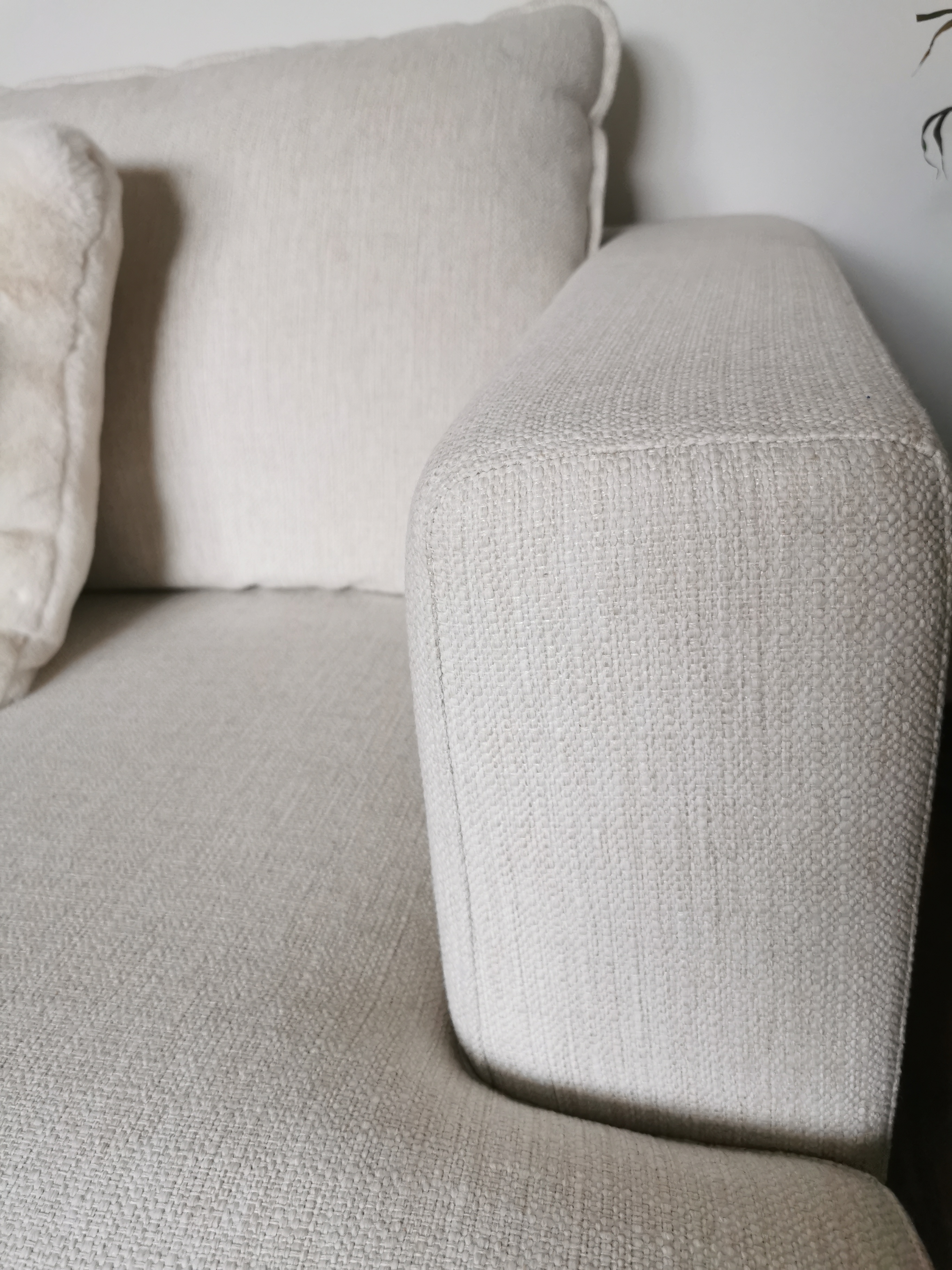 Tribeca Ecksofa Links Stoff Weiß Creme