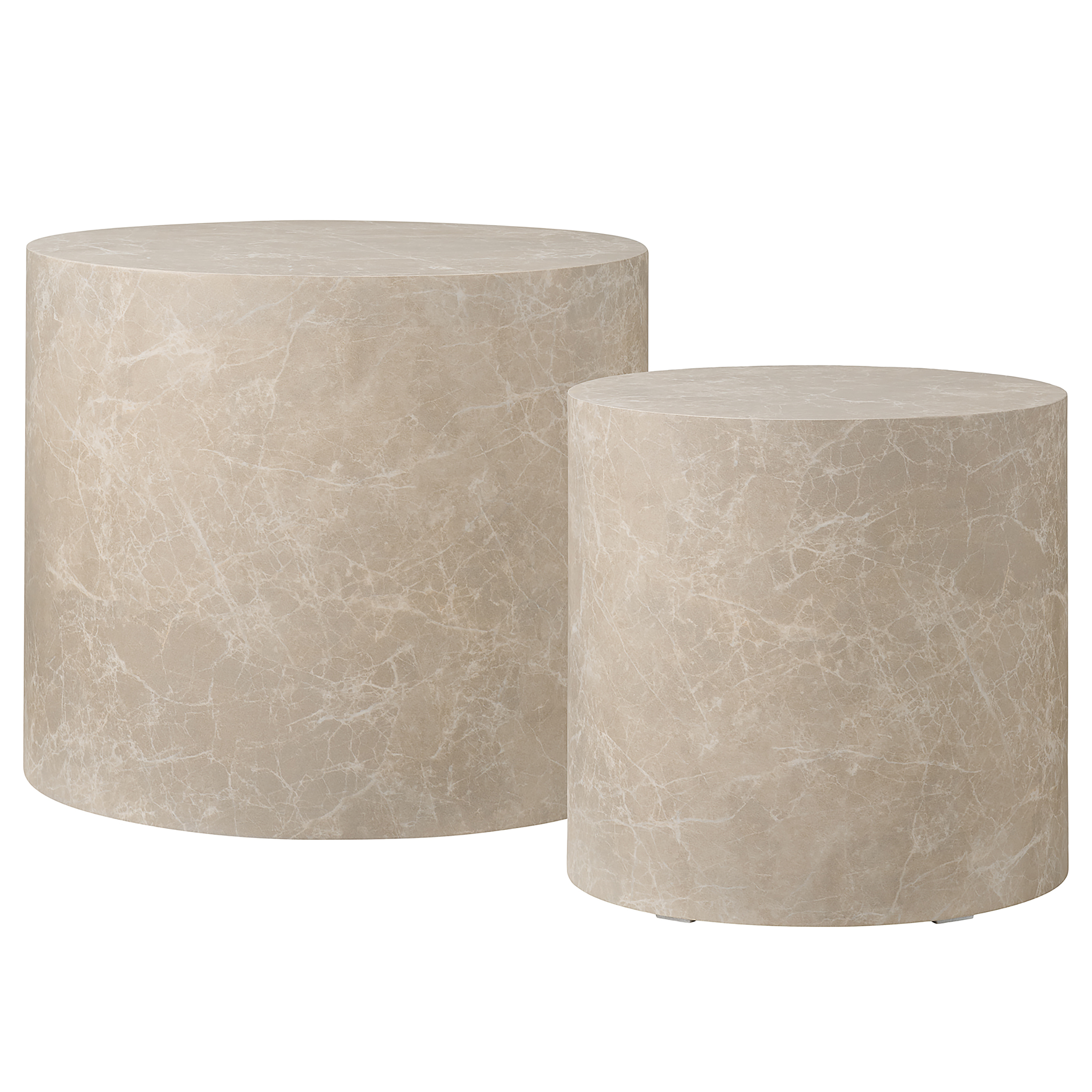 2x Couchtisch Altizer Rund Marmor Beige Dekor