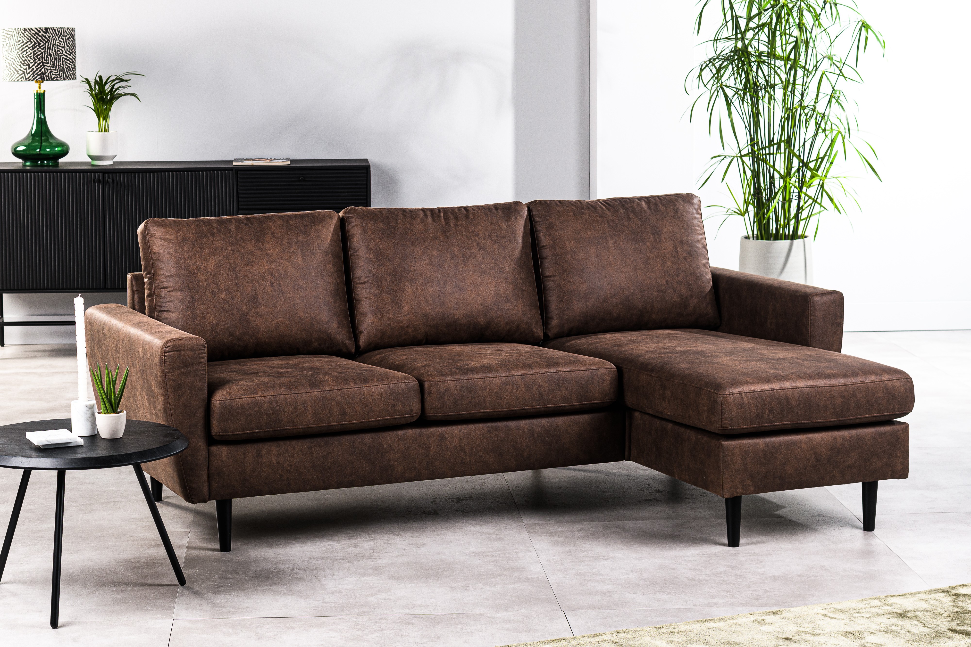 Sofa 3-Seater Chaiselongue Left Right Savannah Brown
