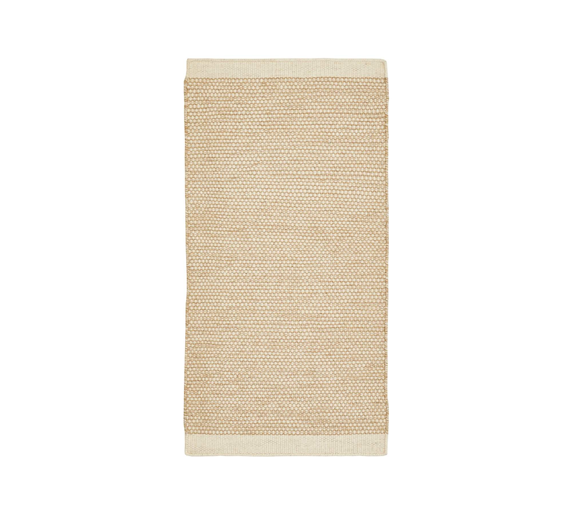 Teppich Wolle Baumwolle Creme 65 x 130 cm