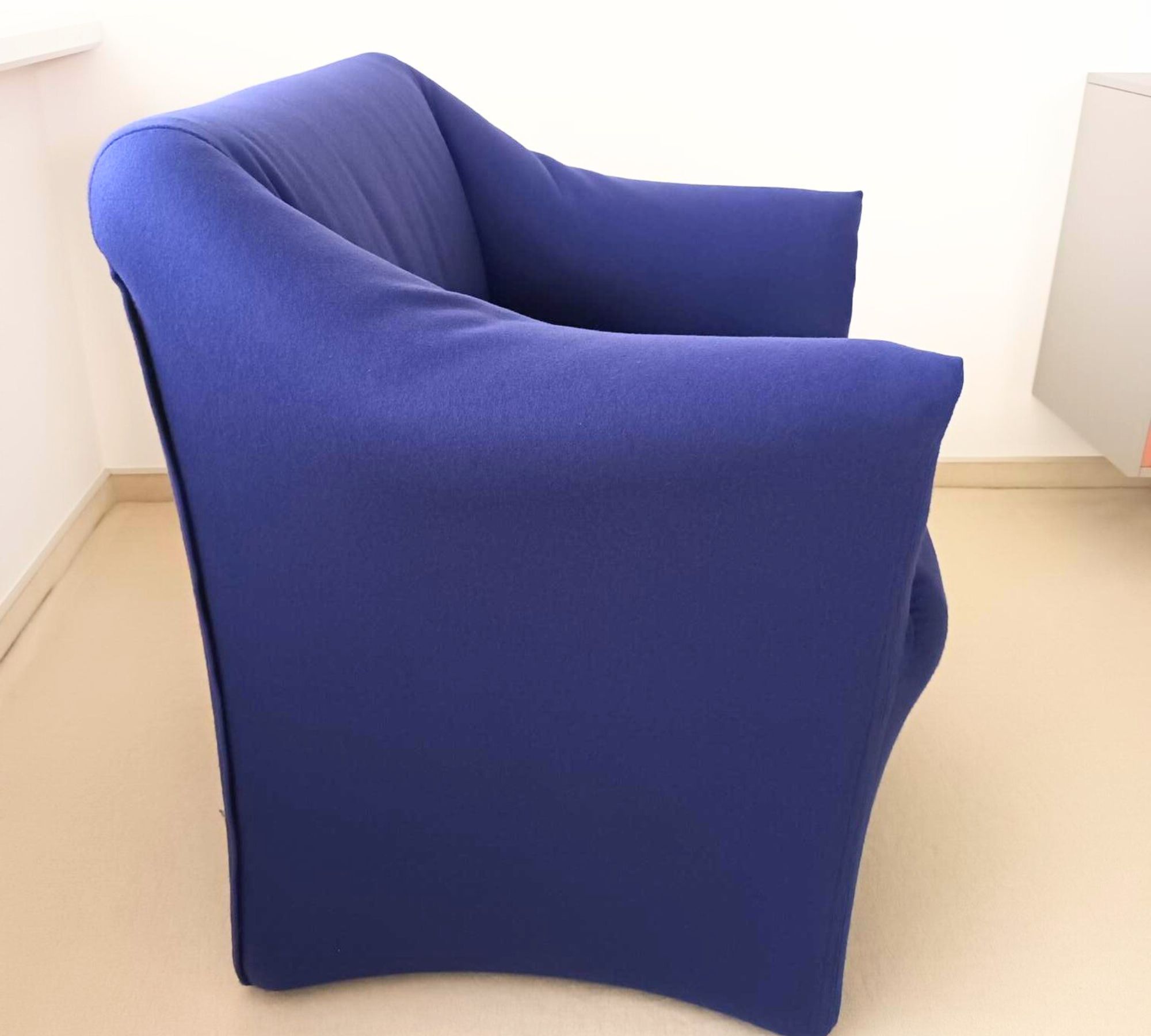 Ess Sessel mit Rollen Baumwolle Holz Blau