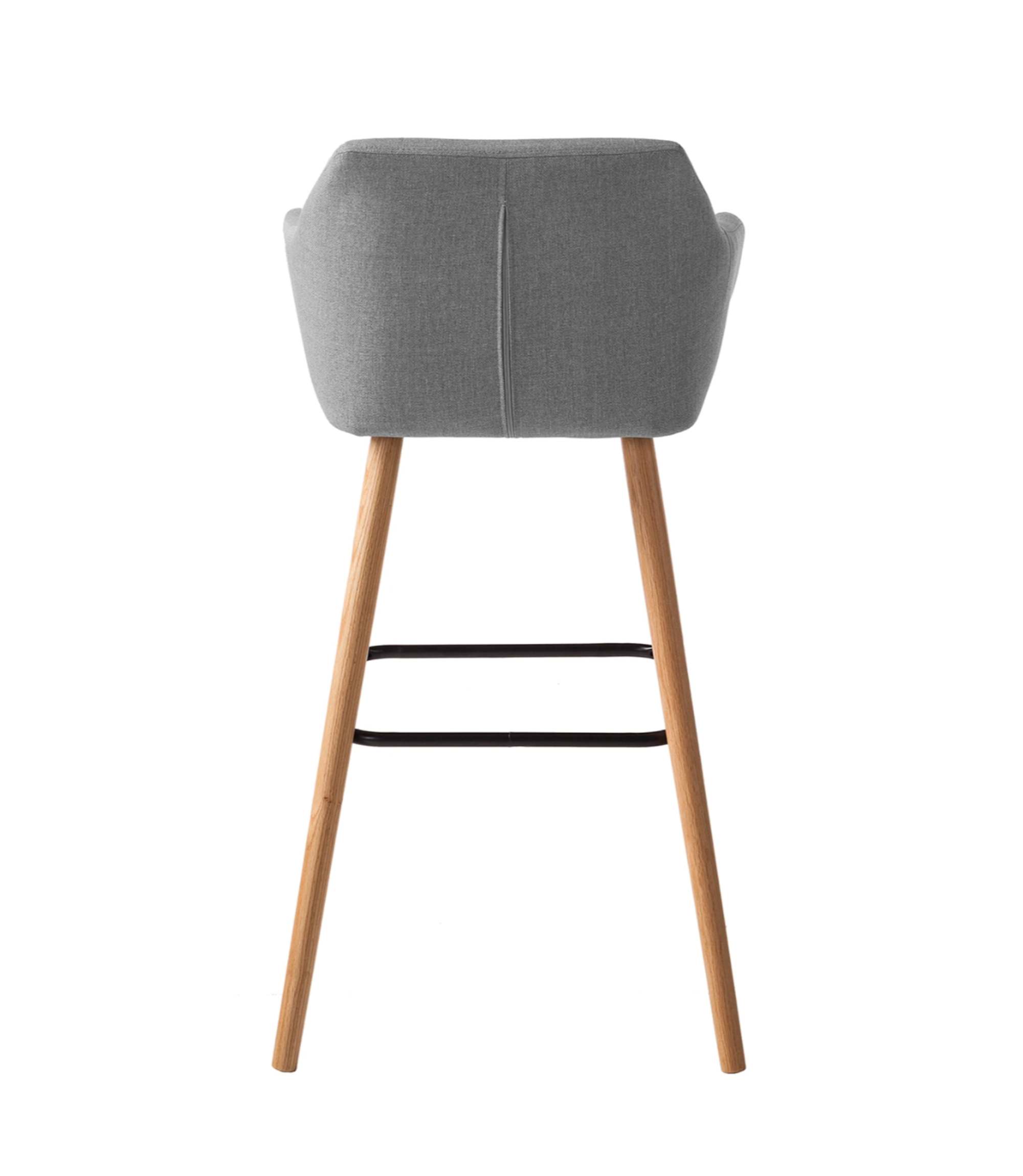 2x Barstuhl Textil Holz Grau