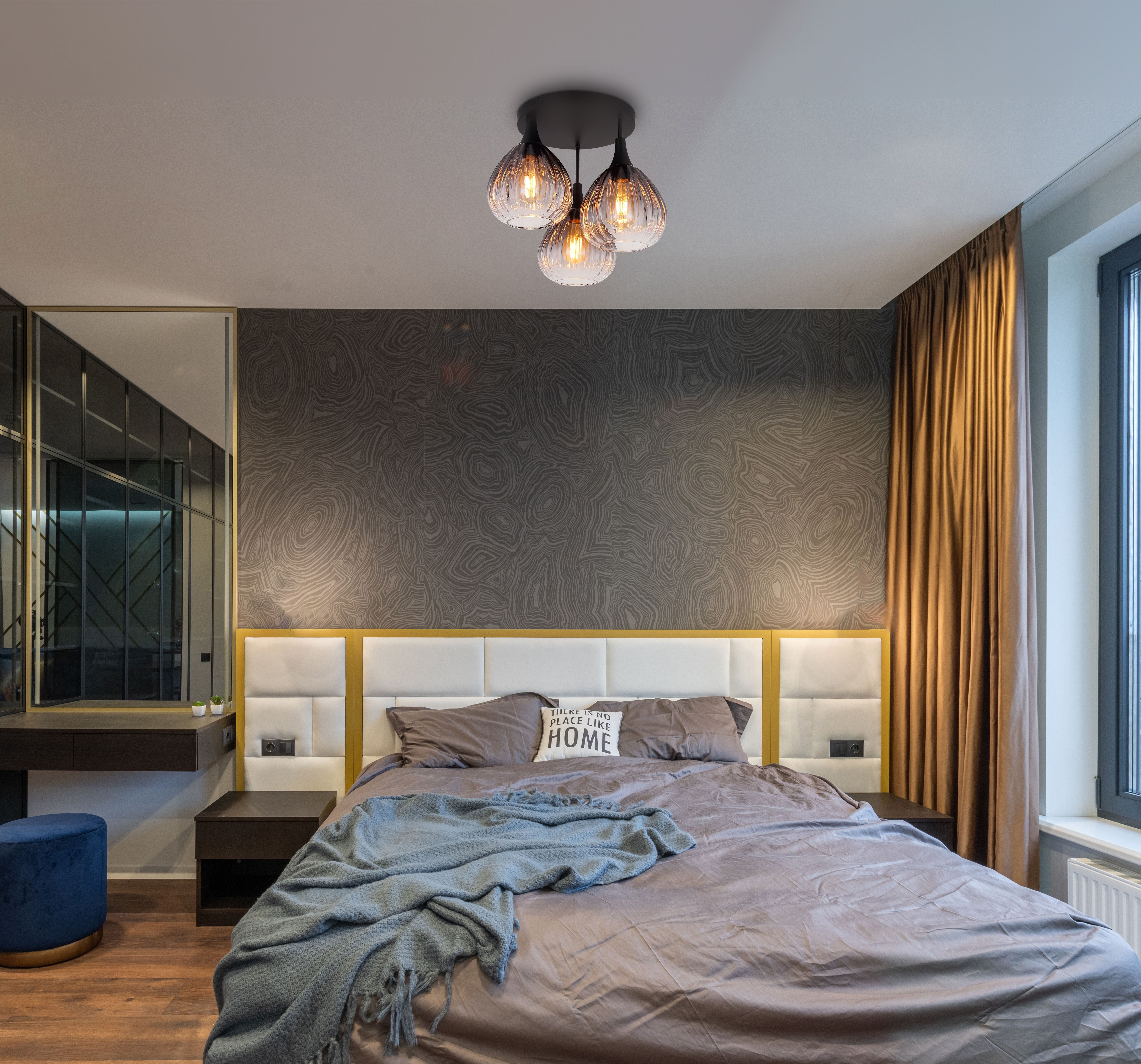 Ceiling light Olsen Type A Smoked Glass Black