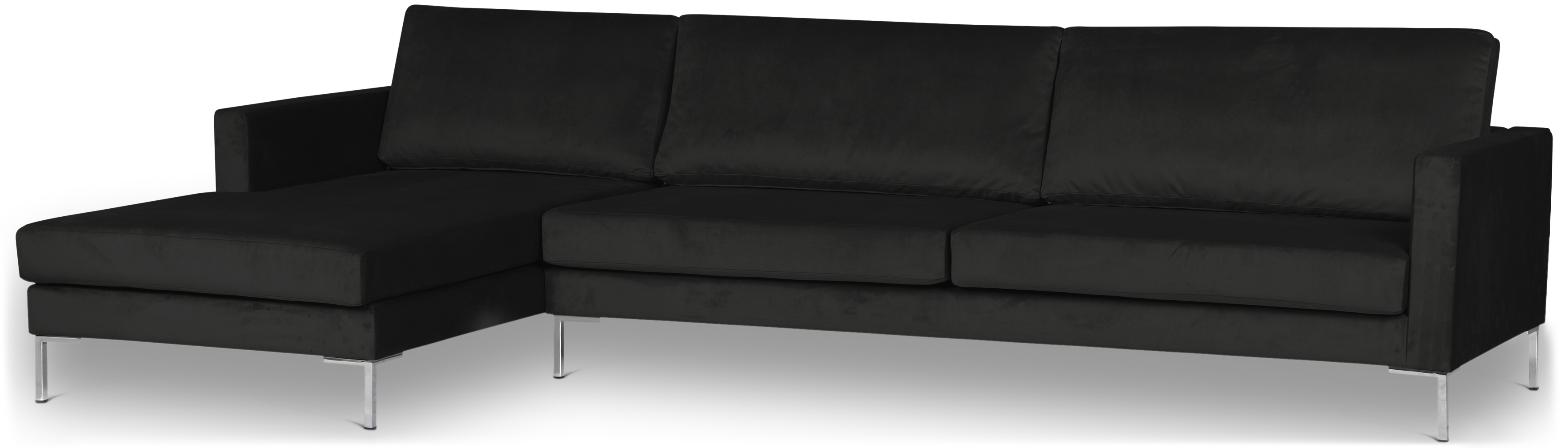 Portobello Sofa Récamiere Links Samt Metall Schwarz