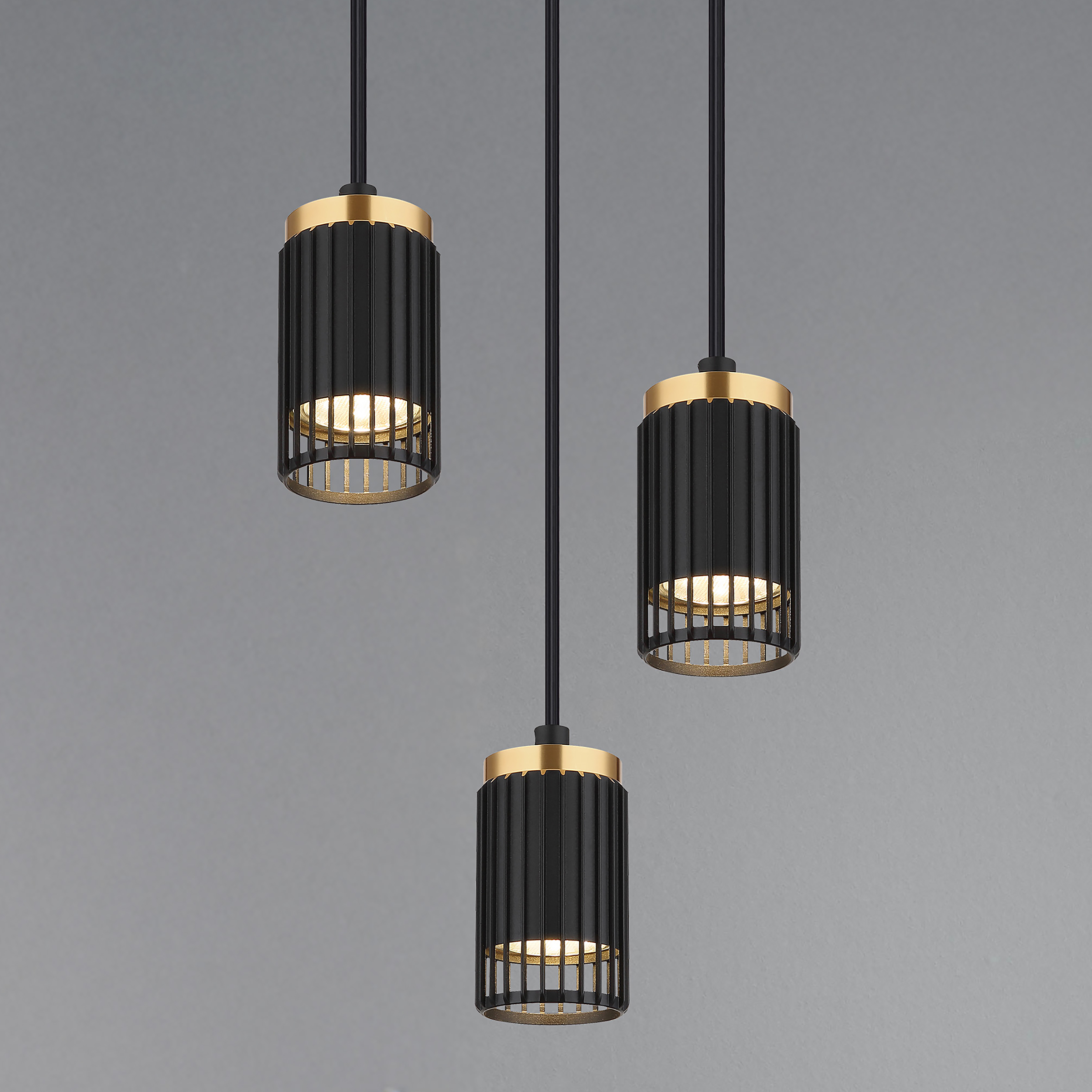 Pendelleuchte Korben Typ A Eisen 3-flammig Schwarz