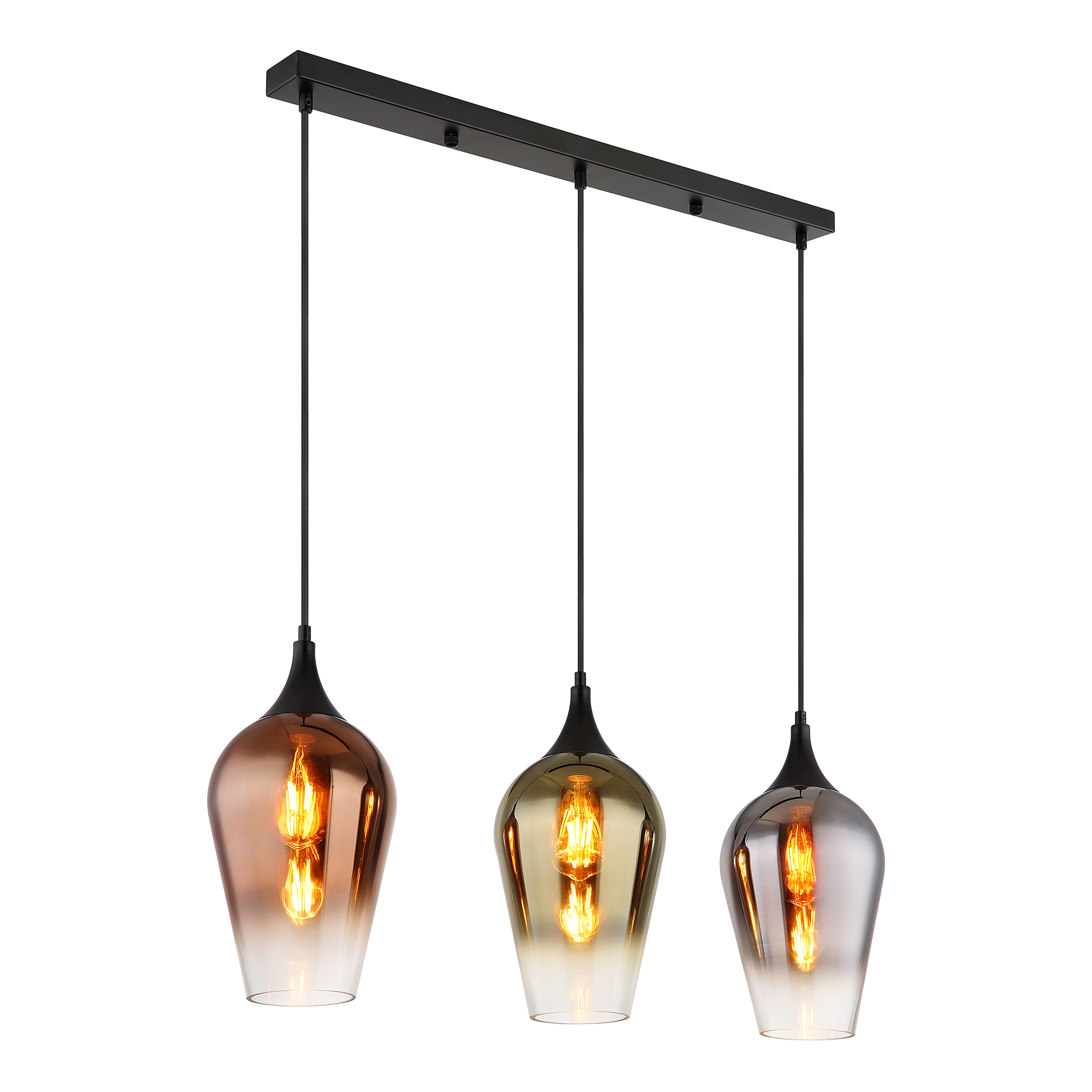 3-Light Pendant Light Lavus Type C Colored Glass Iron