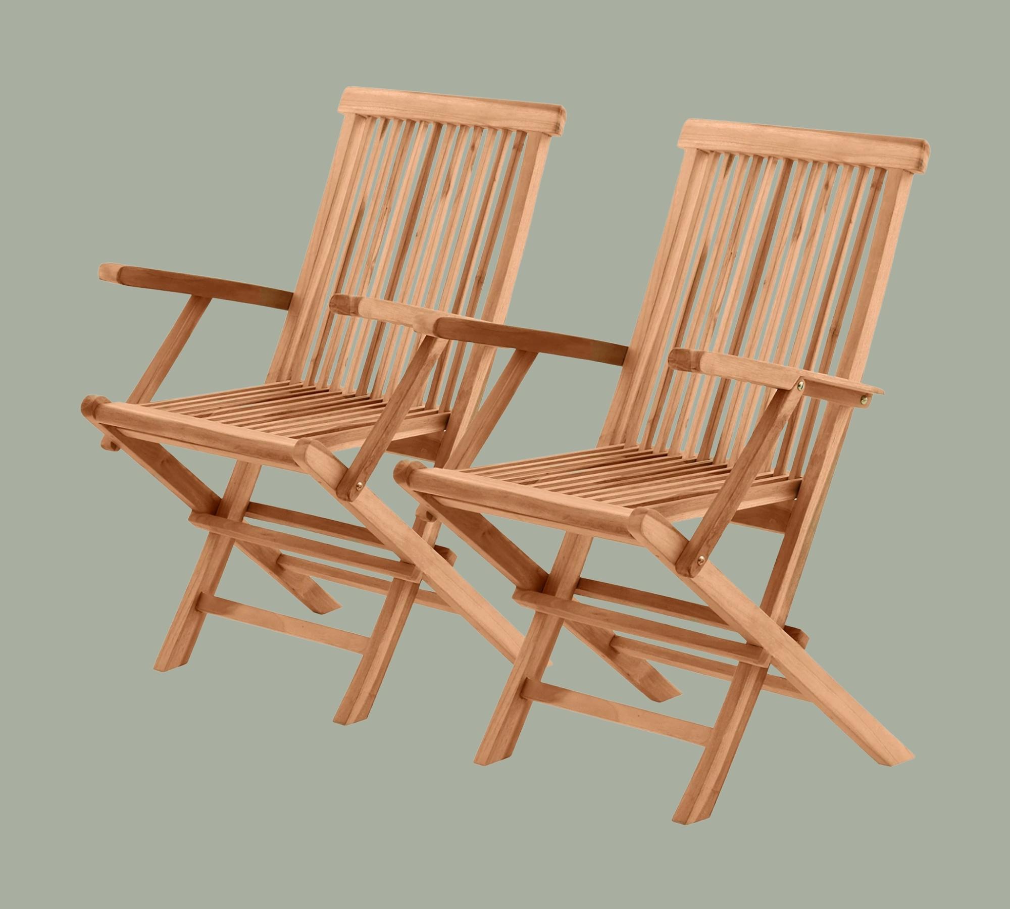 2x Klappstuhl Teakholz Hellbraun