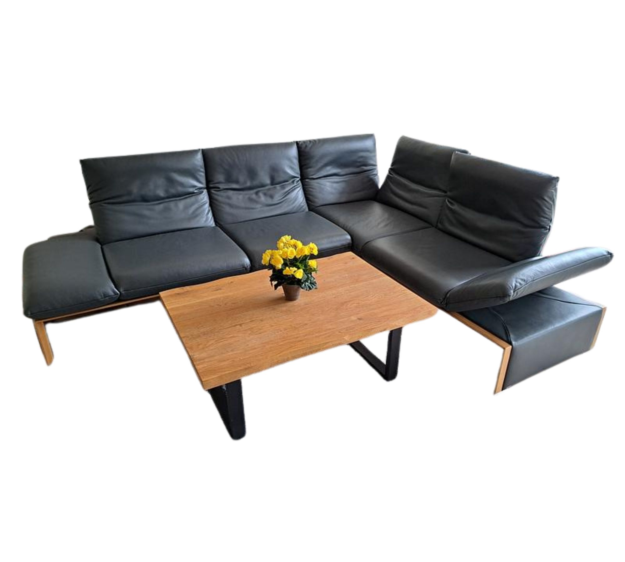 Ecksofa Leder Anthrazit