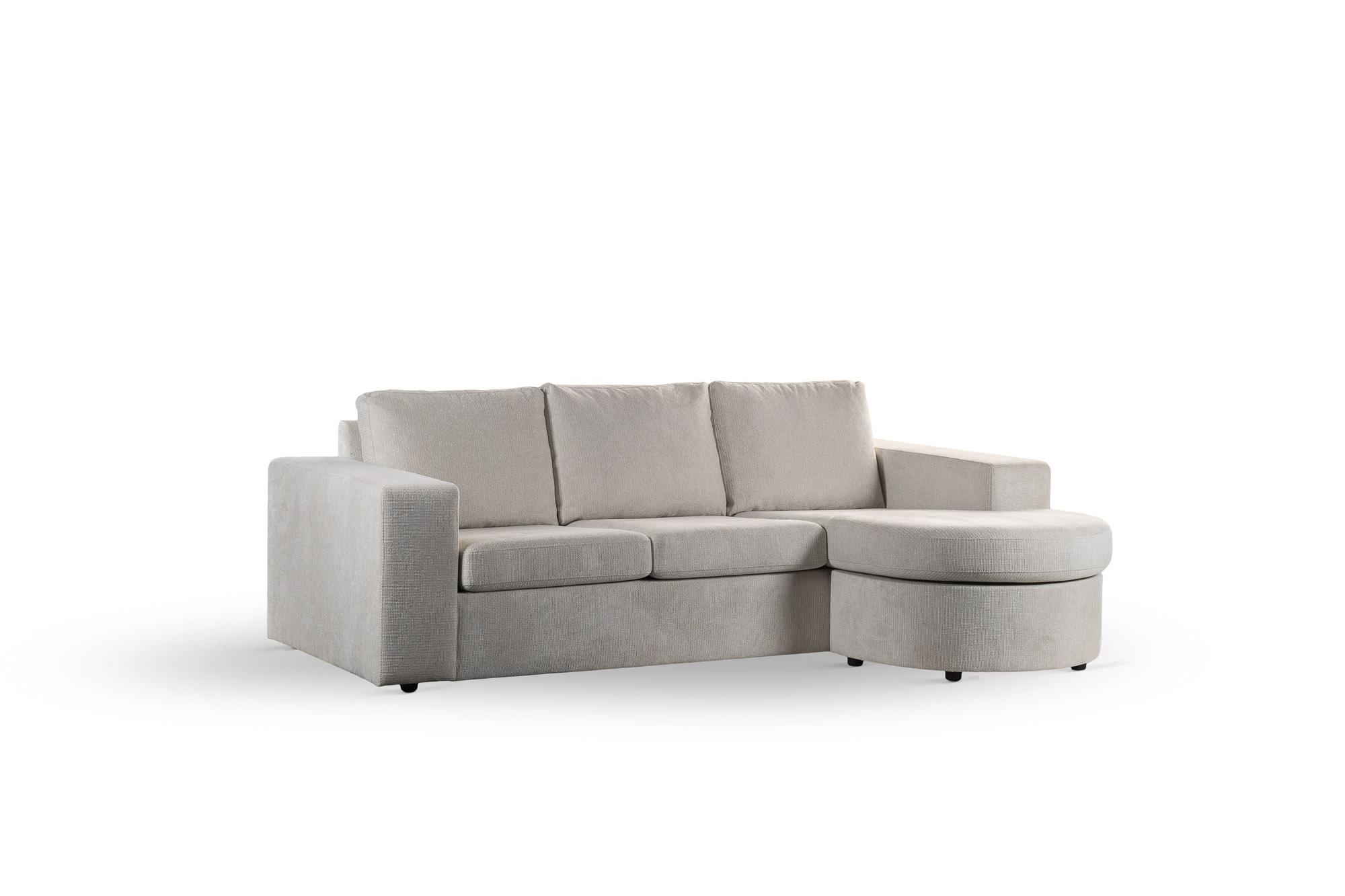Sofa 3-Sitzer Chaiselongue Rechts Links Stoff Beige