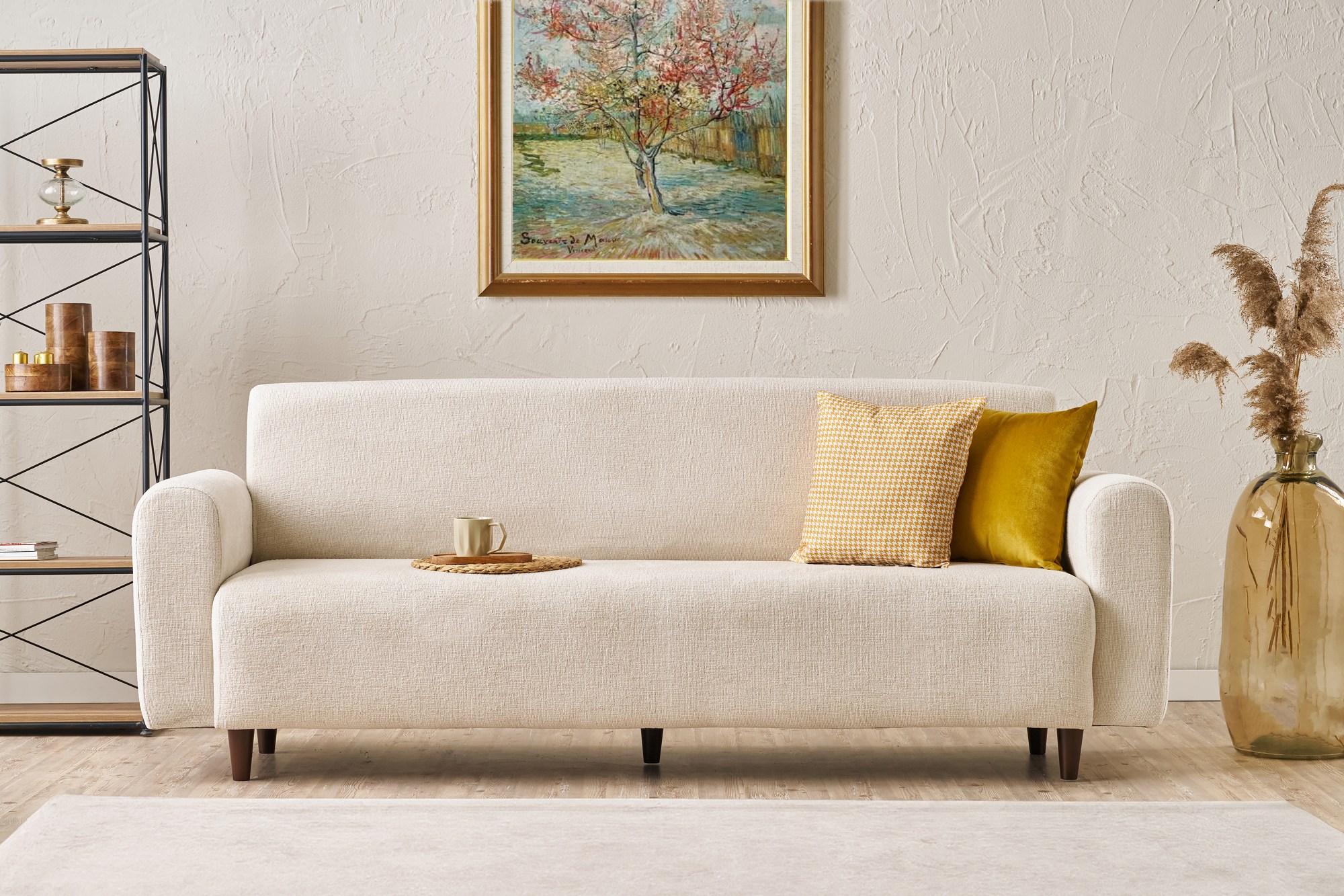 Noya Sofa 3-Sitzer Chenille Creme