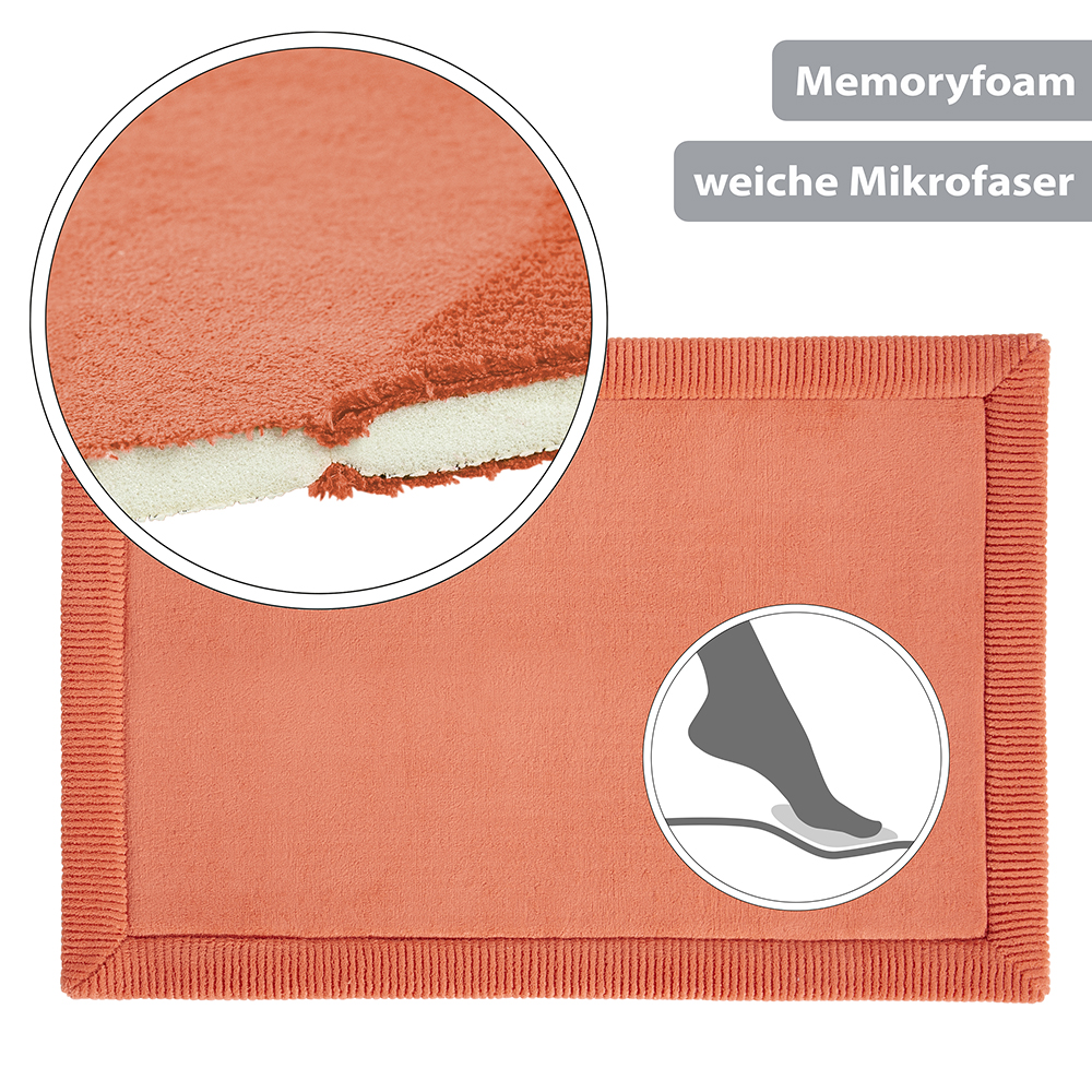 Rutschfeste Microfaser Badematte mit Memory Foam Kupfer