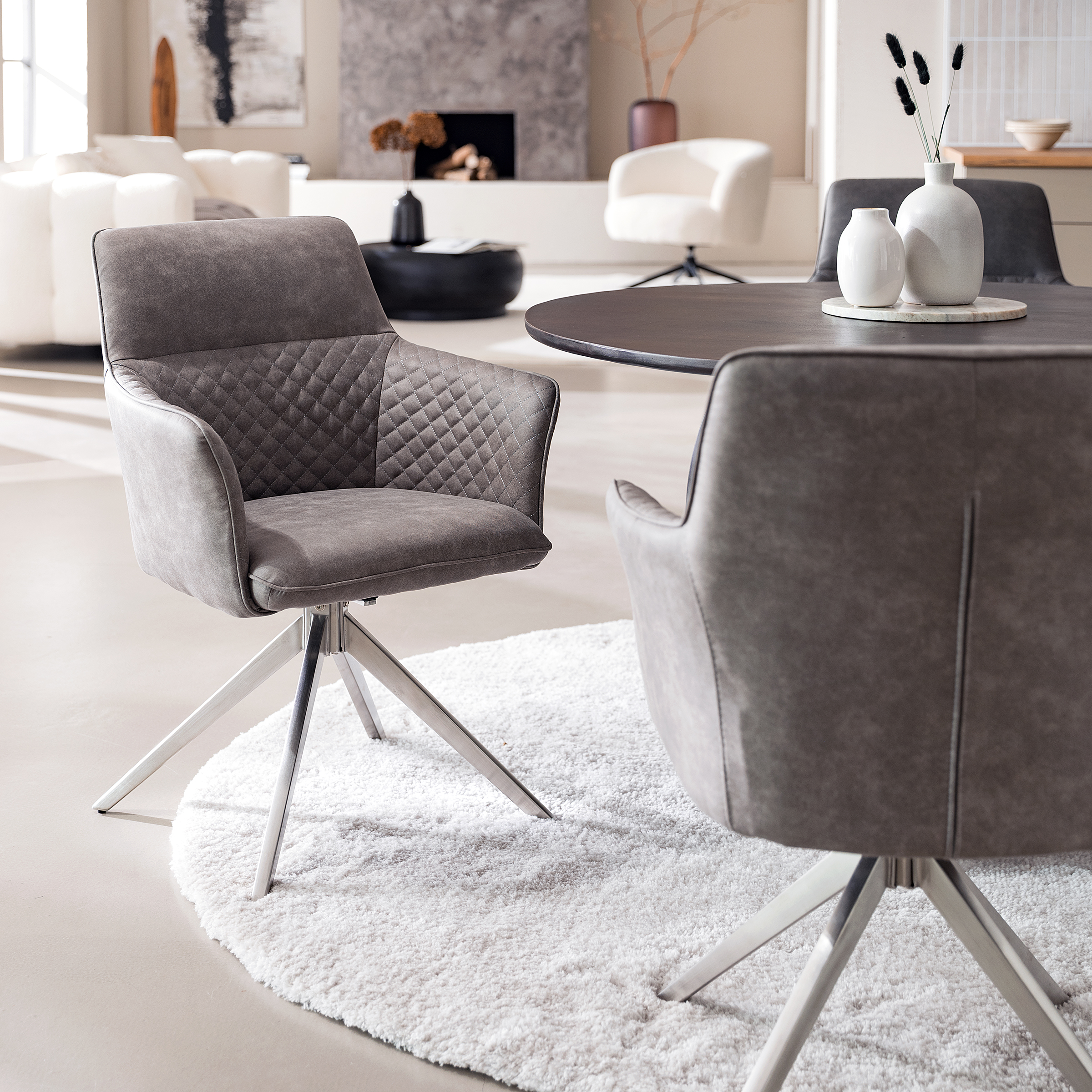 Armchair YEVOY Set of 2 Microfiber Dark Gray