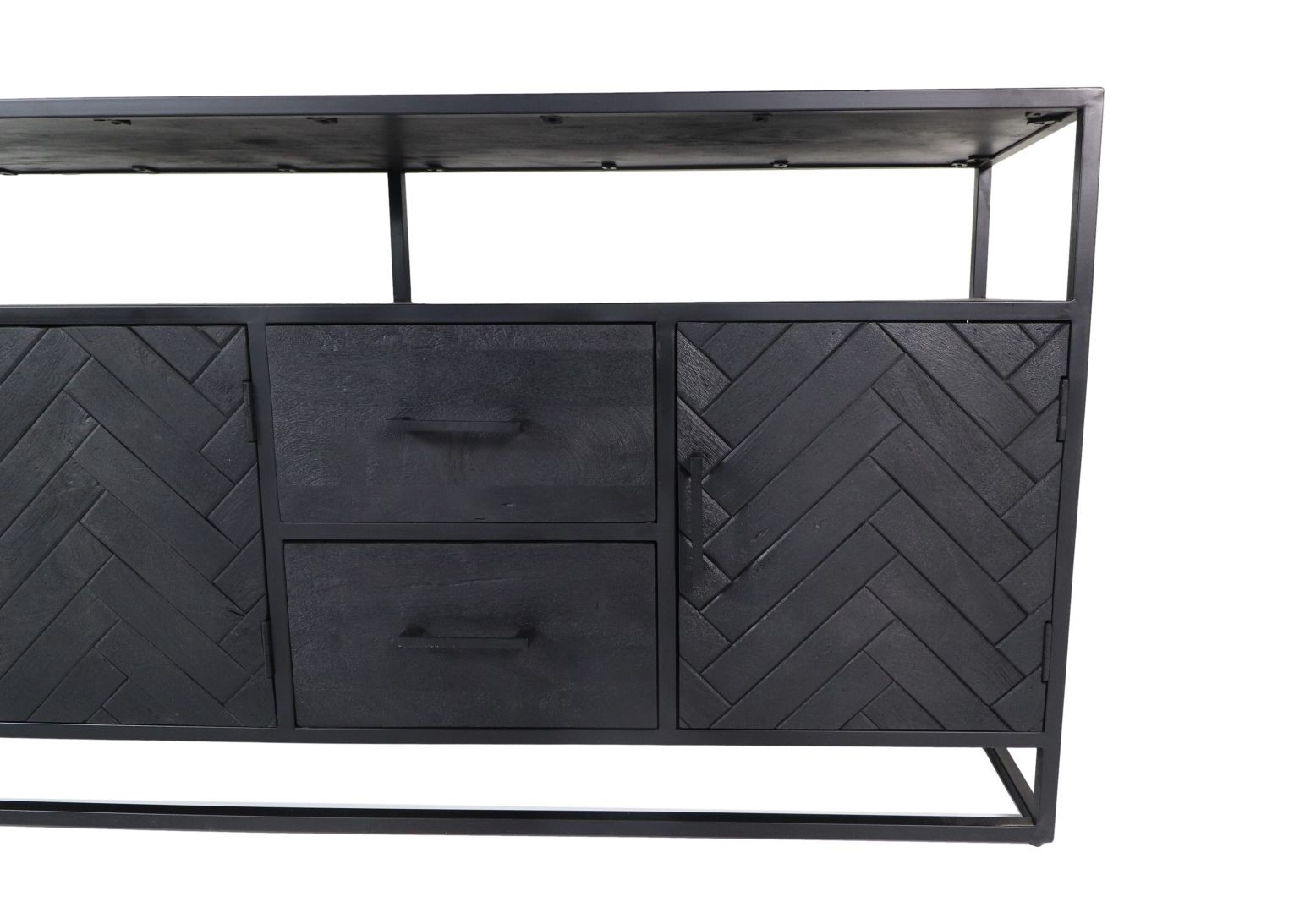 Verona Kleiderschrank Mangoholz Metall Schwarz