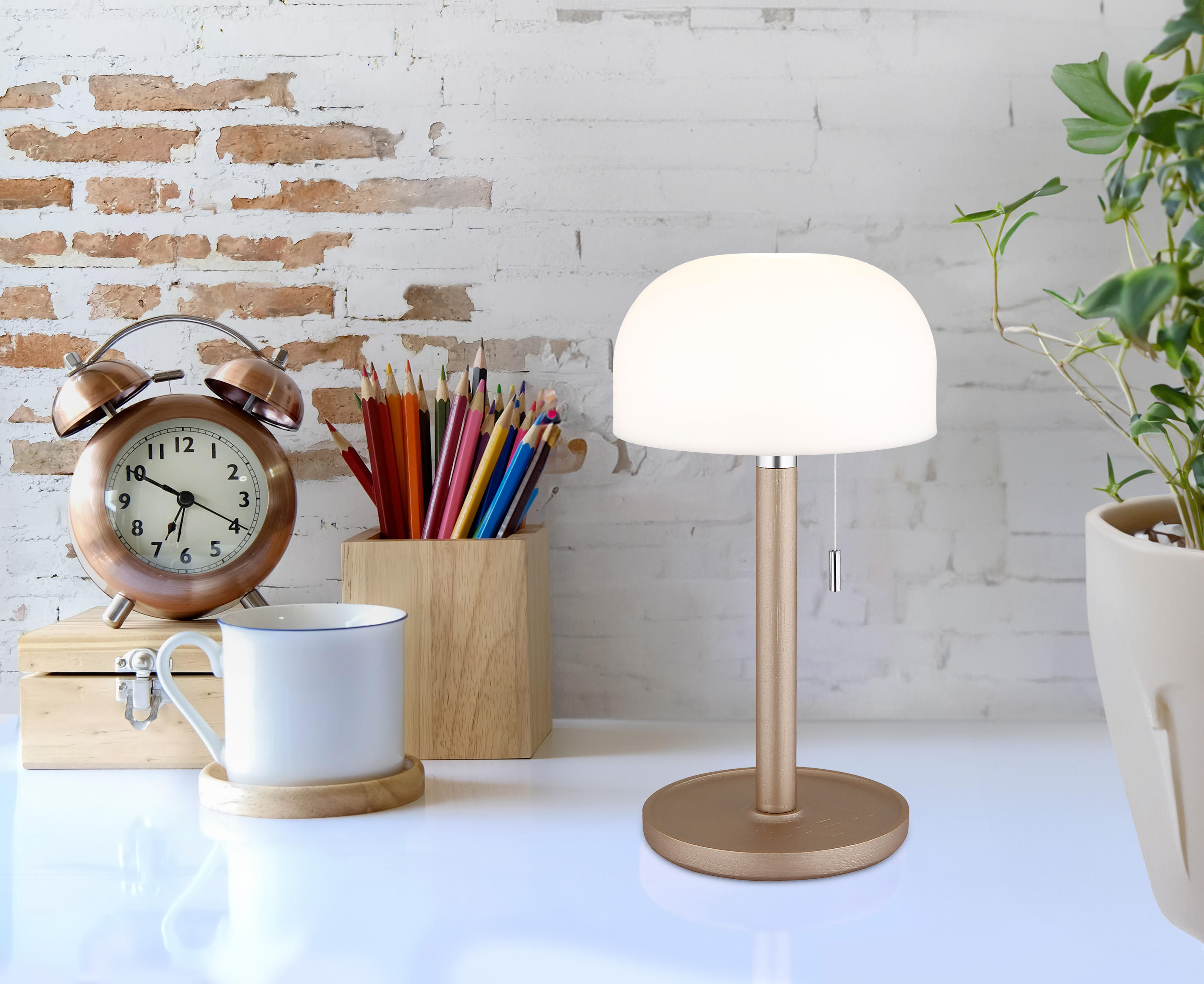 Norman LED-Tischleuchte Acrylglas Bambus 1-flammig