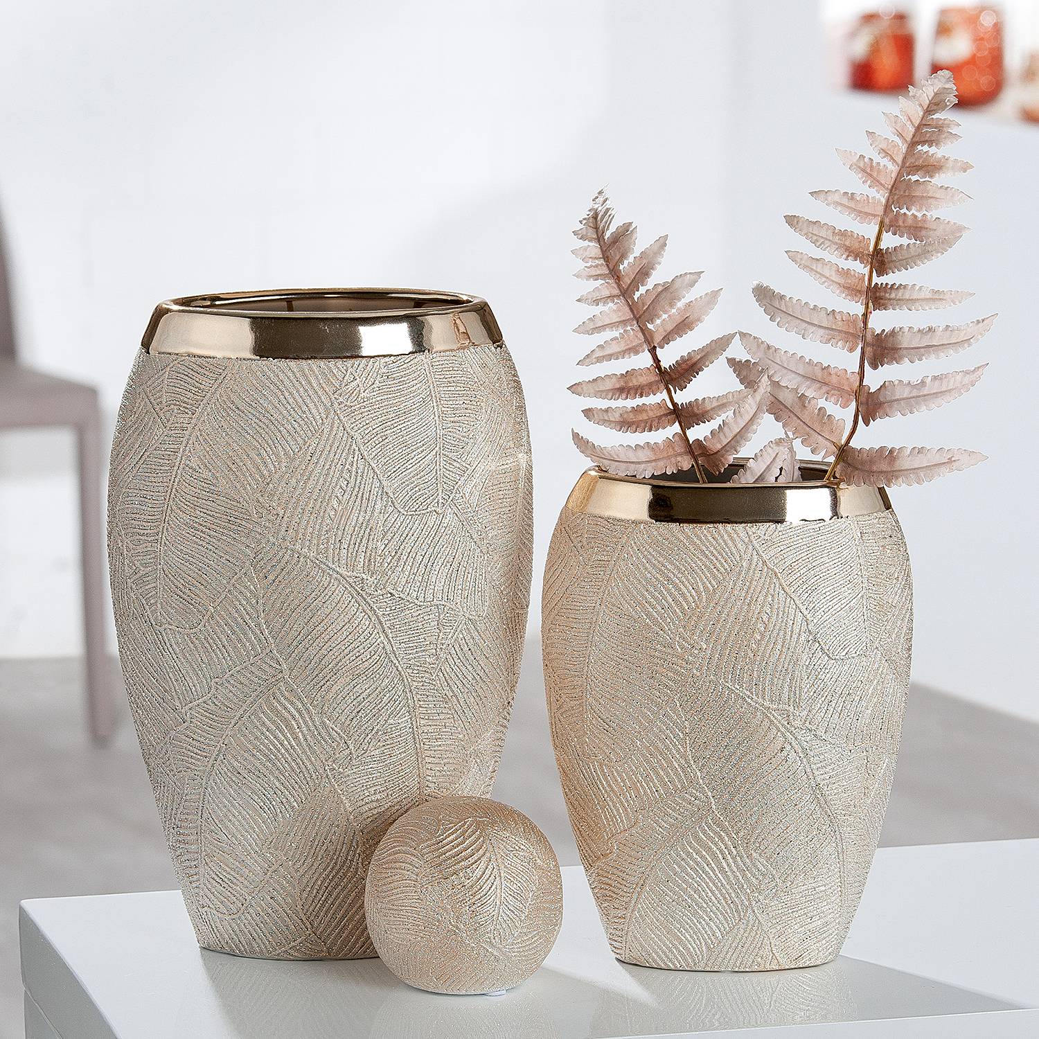 Cascade Vase Ceramic Champagne