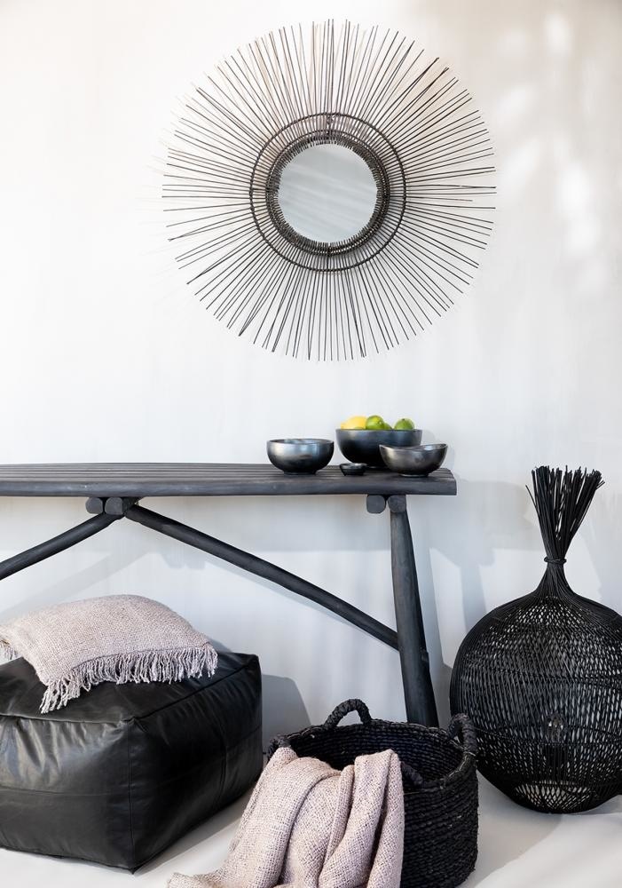 Hocker Leder Schwarz