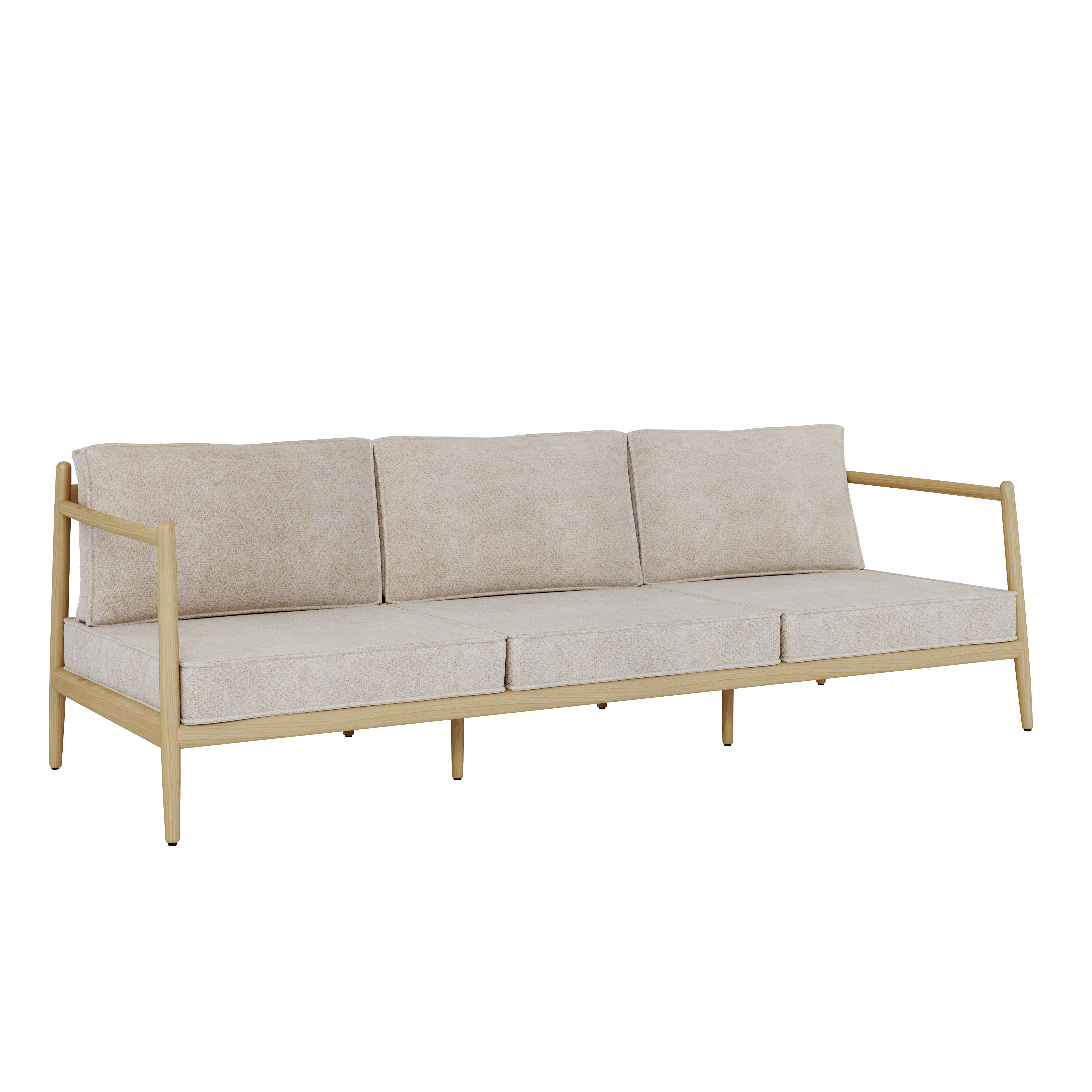 NOA Sofa 3-Sitzer Teakholz Artischocke 3-Kissen Brulé