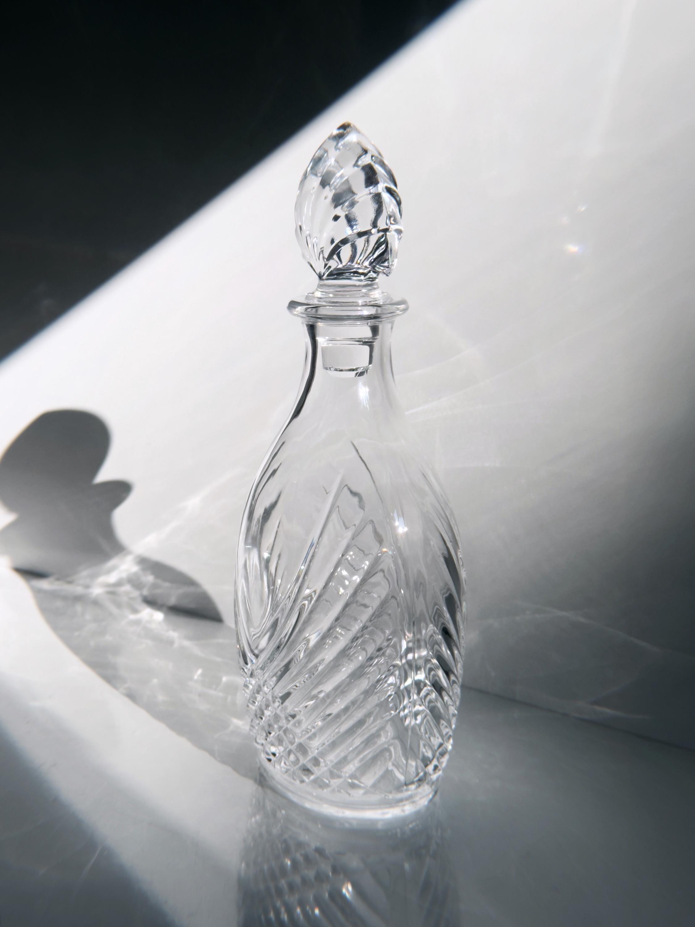 Vintage Art Deco Karaffe Kristall Transparent 1980er Jahre