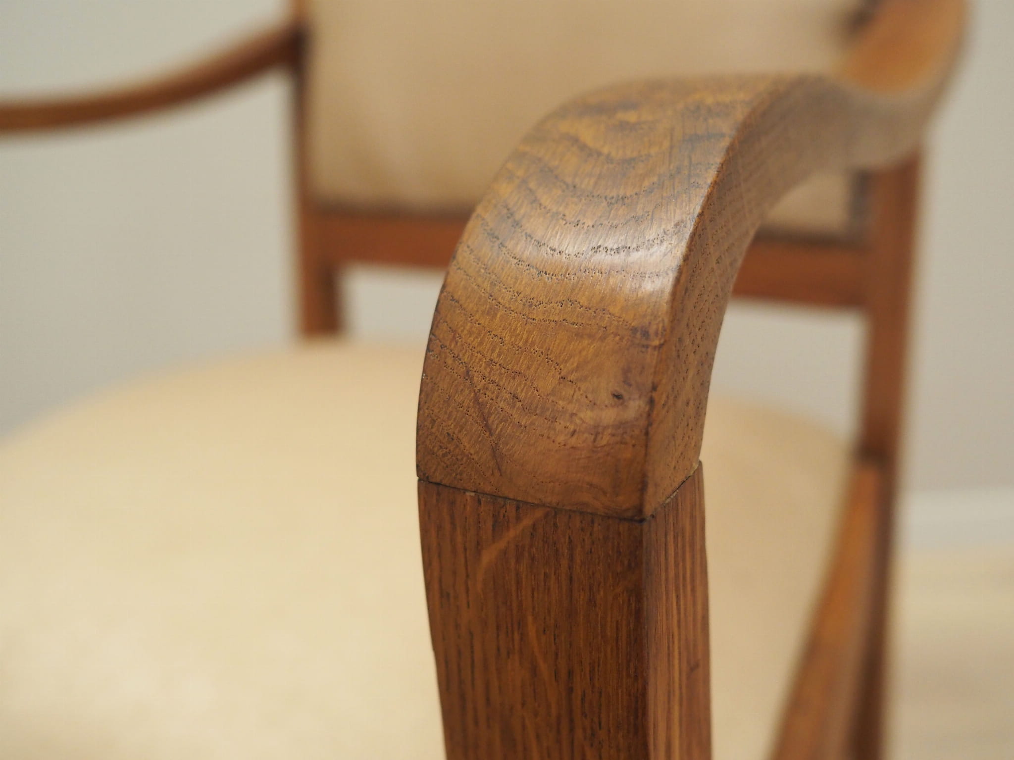 Vintage Armchair Oak Velvet Brown 1950s