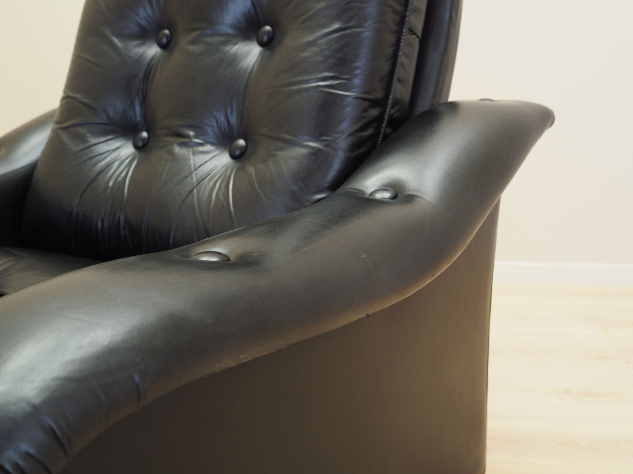 Armchair Faux Leather Black 1980s