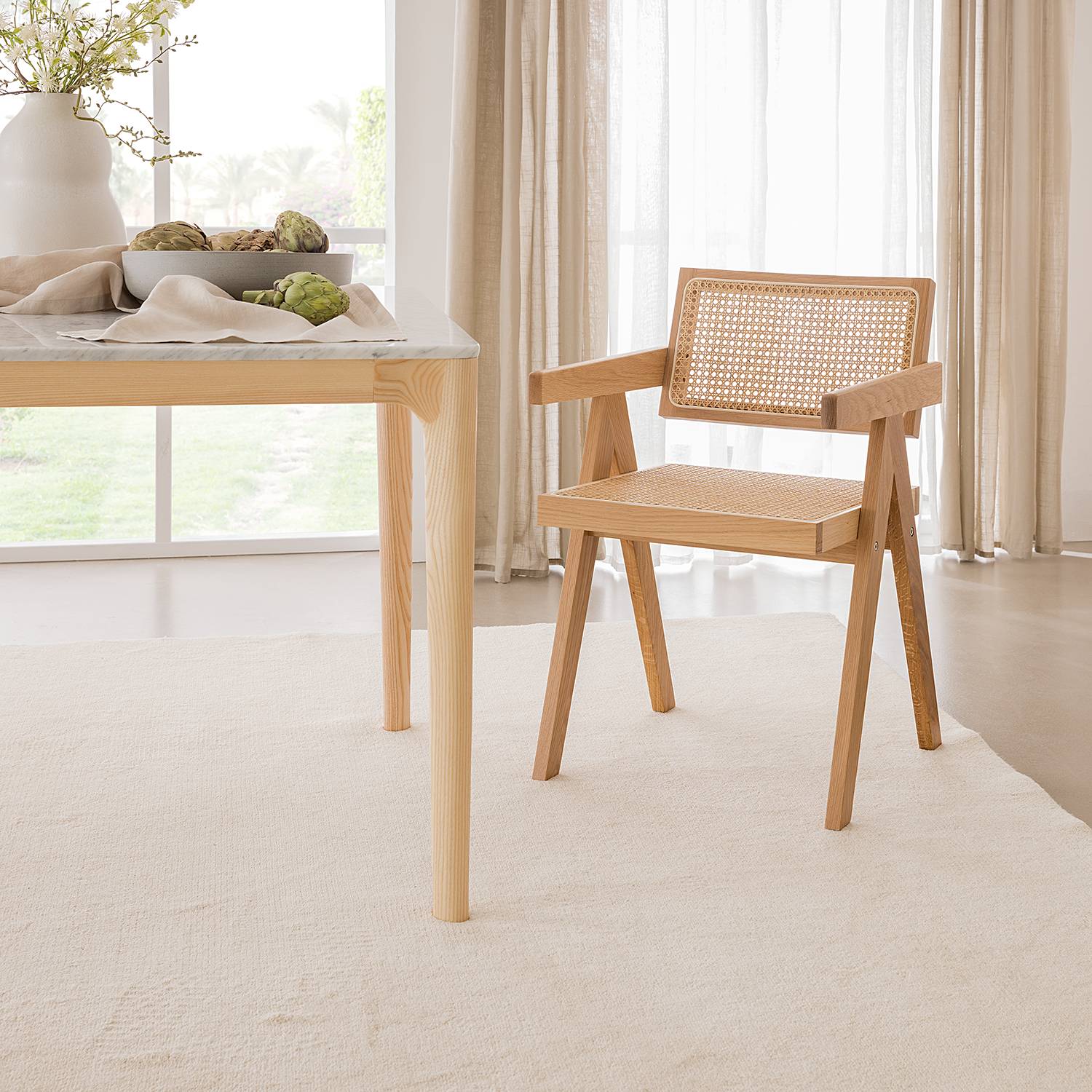 Armchair WALS with Viennese wicker Oak Solid