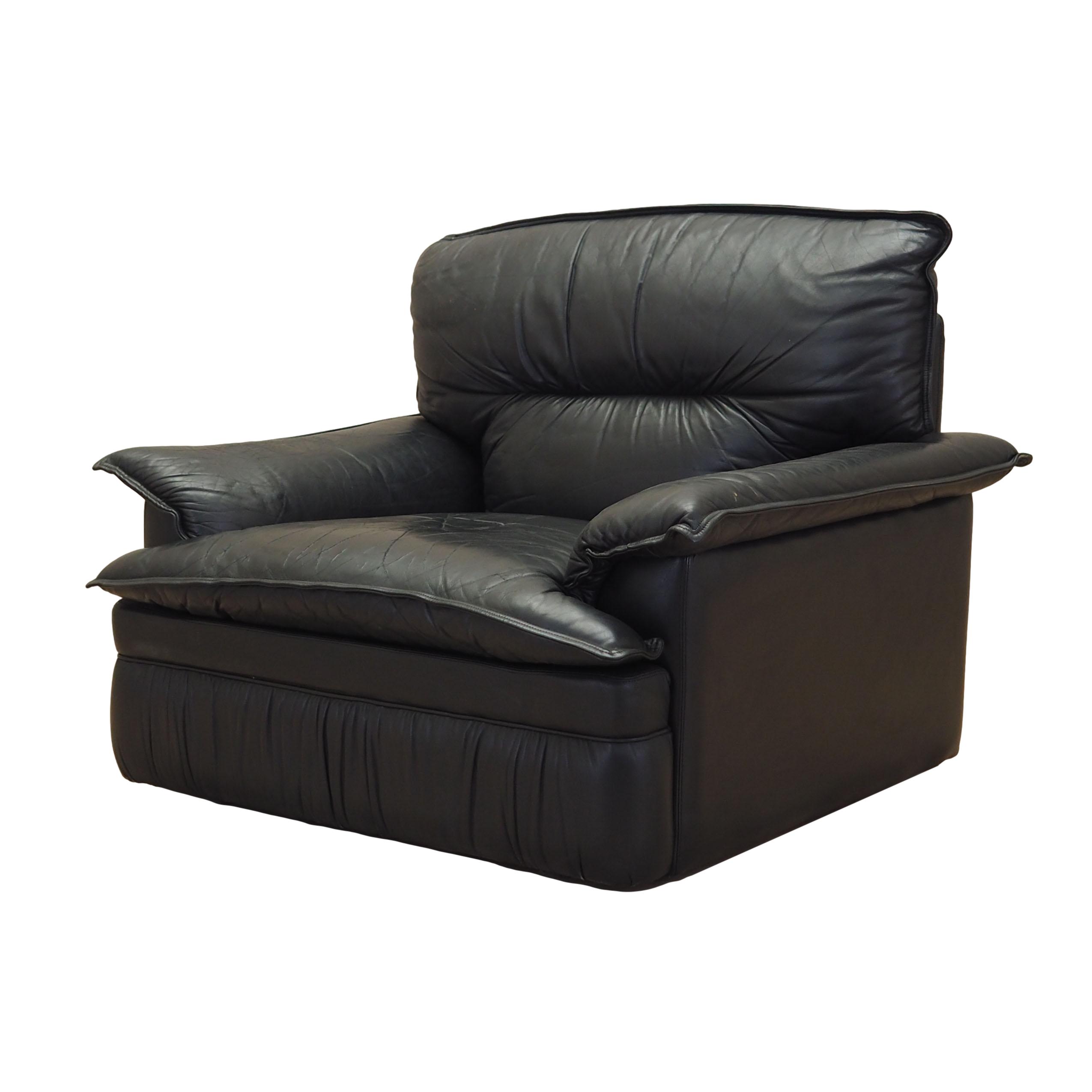 Sessel Leder Schwarz 1960er Jahre