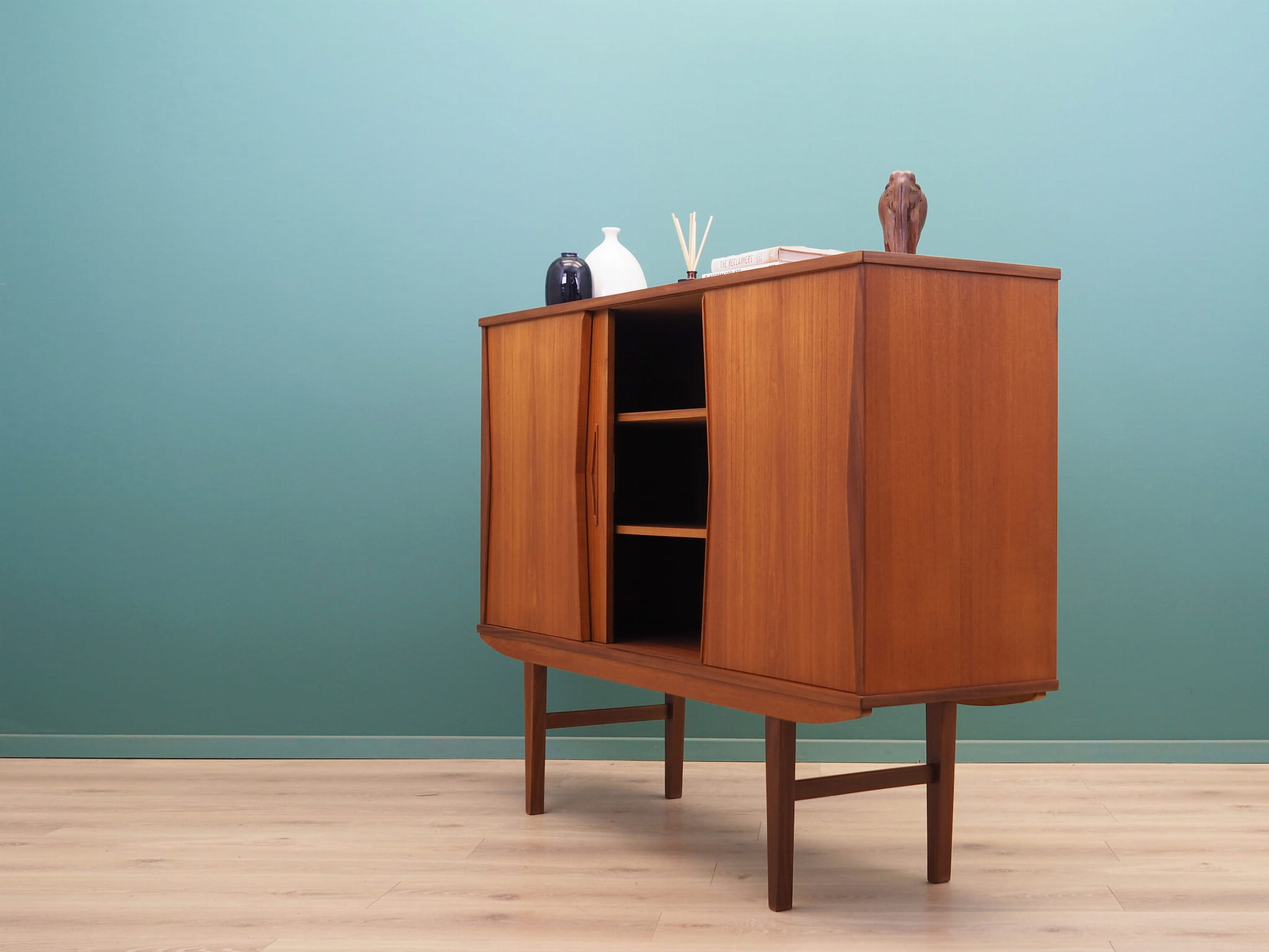 Vintage Highboard Teakholz Braun 1960er Jahre