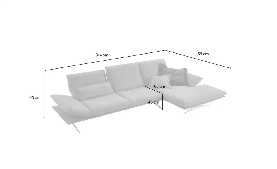 Francis Sofa Récamiere Rechts Textil Metall Grün