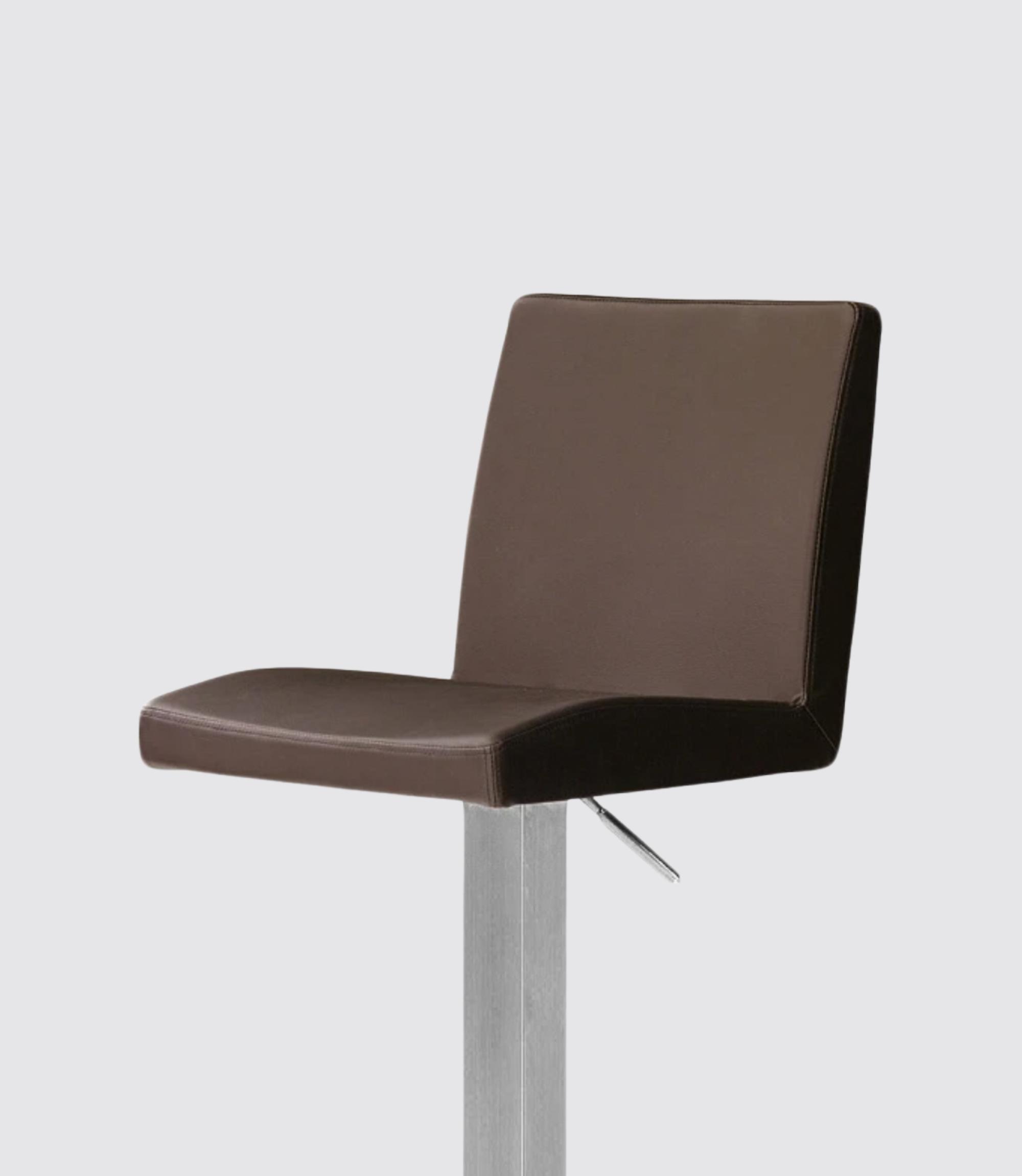 Barstuhl Edelstahl Leder Eckiger Fuss Braun