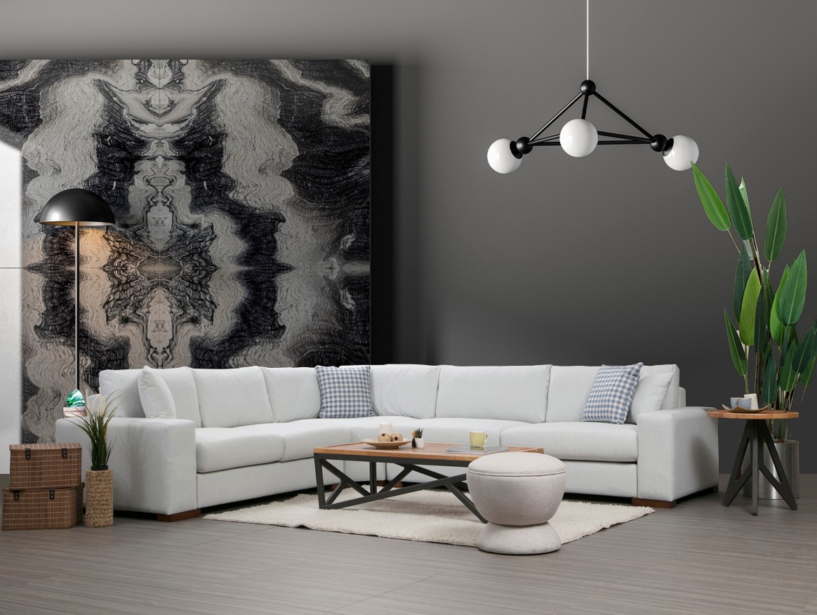 Divano angolare moderno bianco