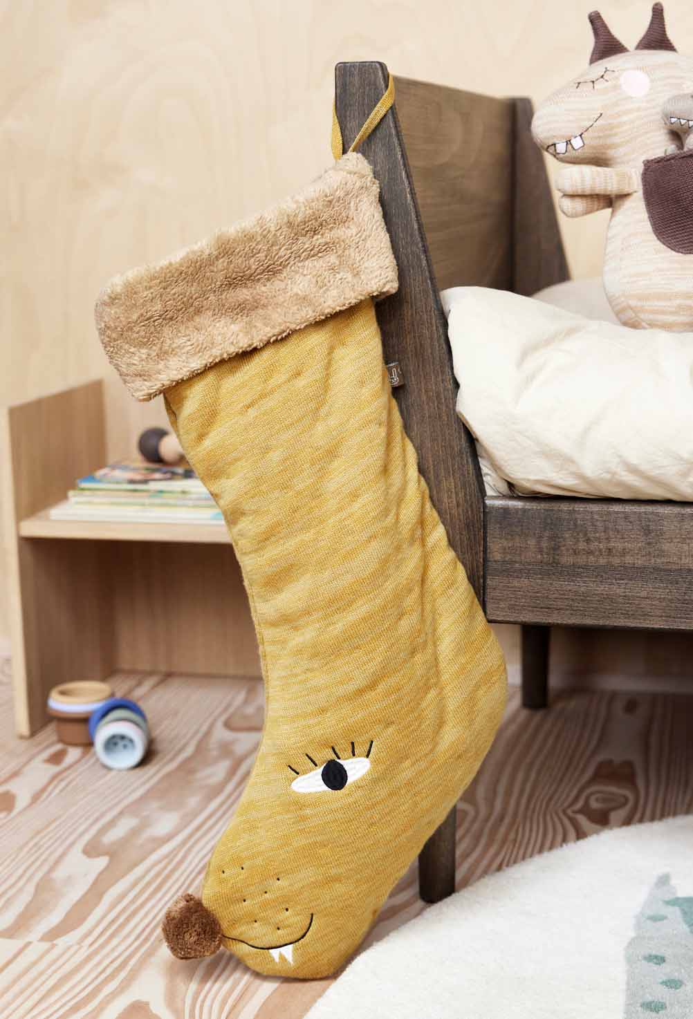 Löwen Weihnachtsstrumpf Bio-Baumwolle Mehrfarbig