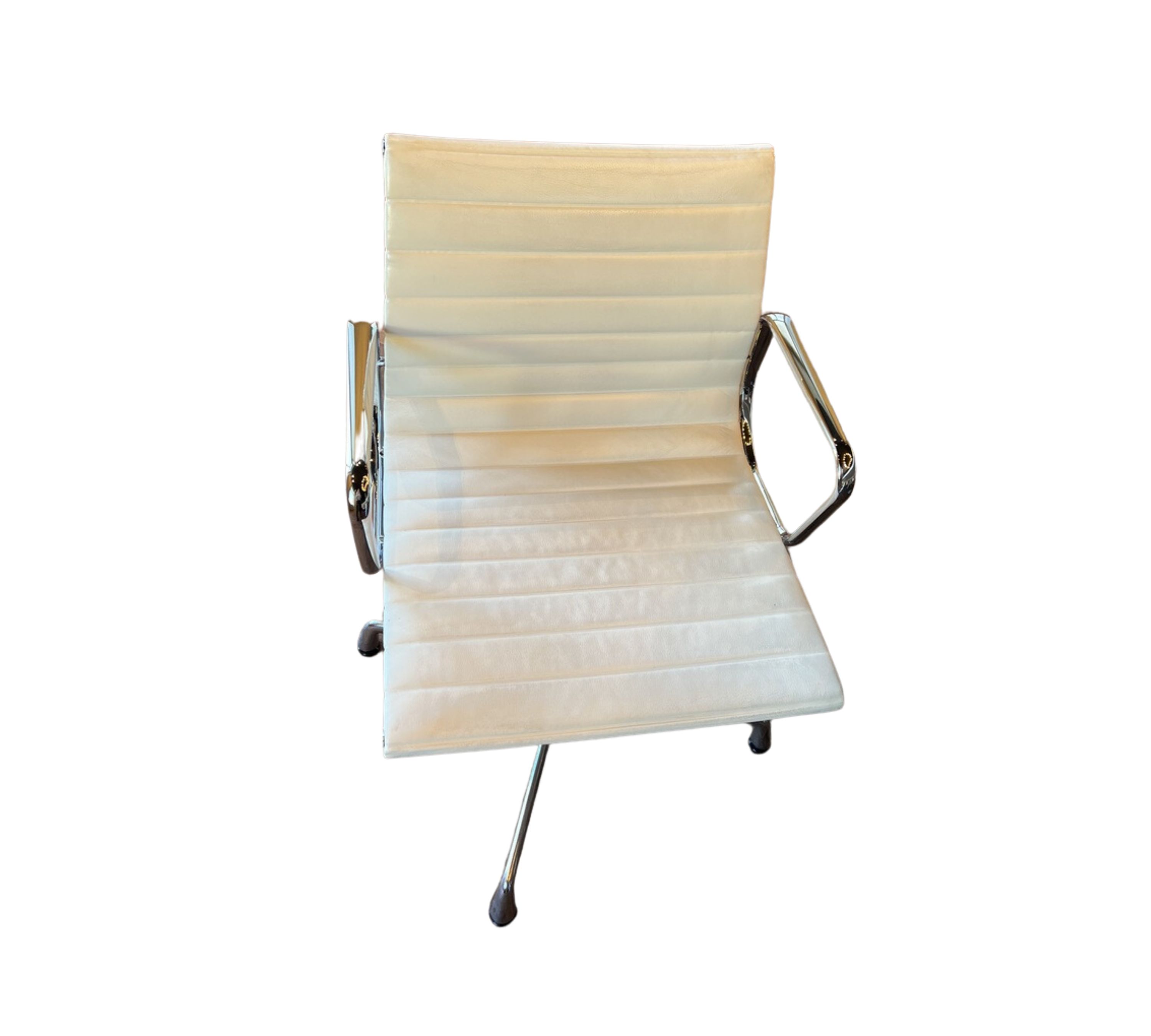 Vitra EA108 Aluminium Chair Leder Weiß