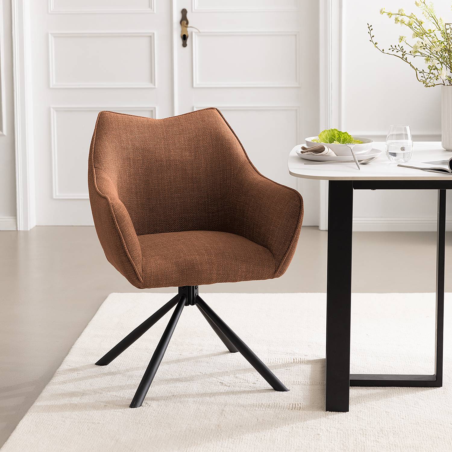 Rotating armchair Solin rust brown