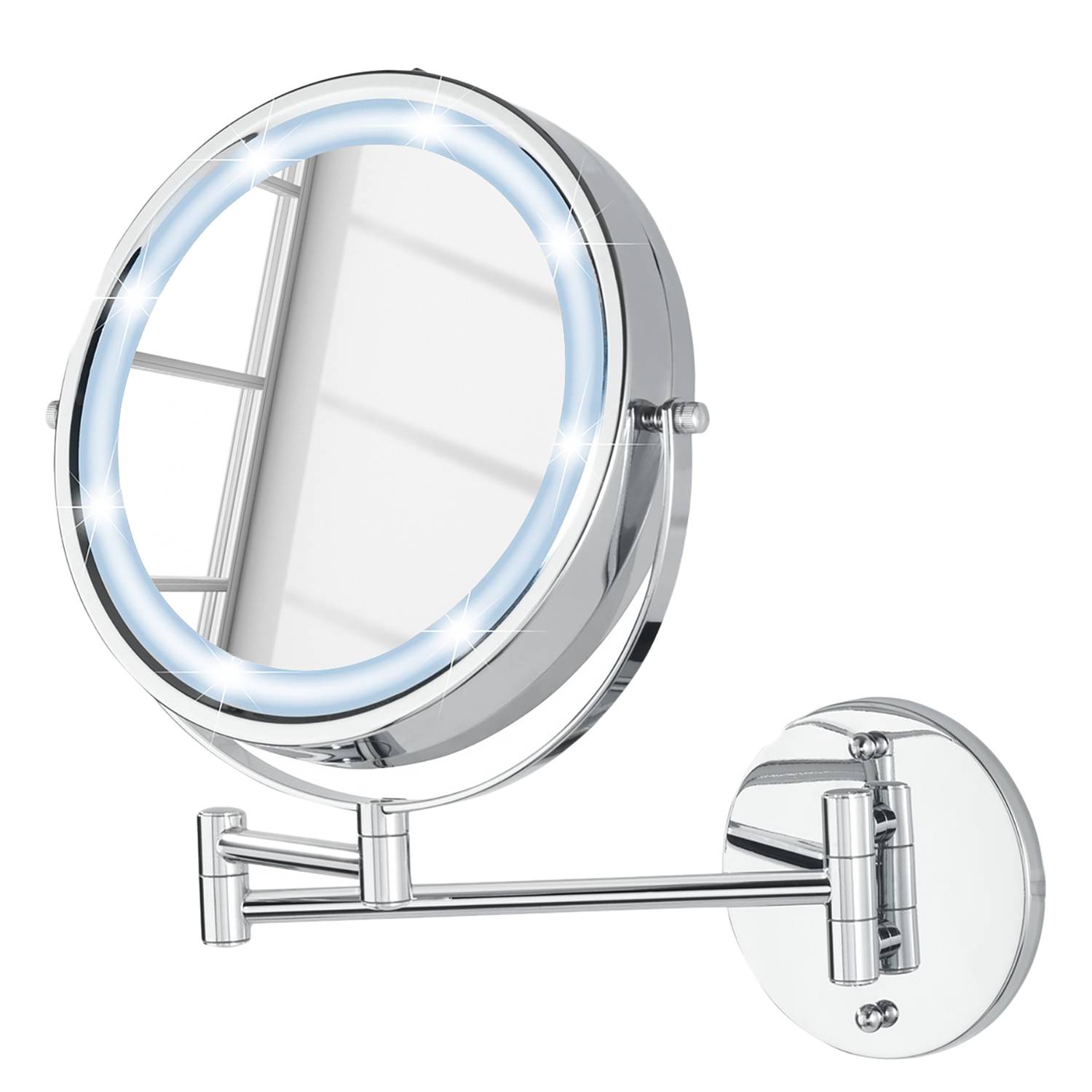 Power-Loc LED Wandspiegel Lumi Silber Stahl Spiegelglas