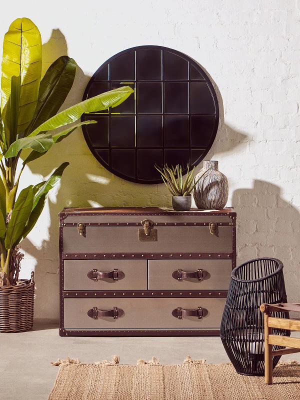 Mataram Große Schwarze Naturrattan Laterne
